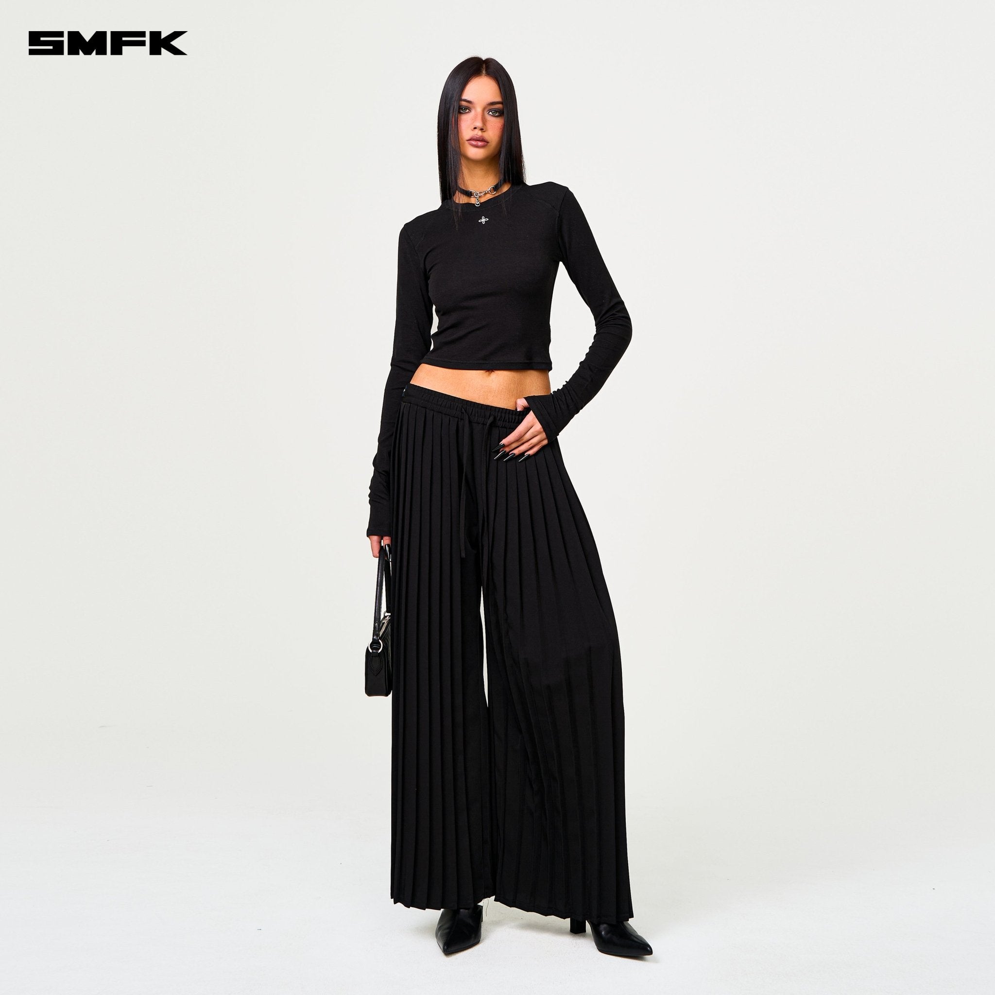SMFK Wild World Pleated Trousers In Black | MADAX