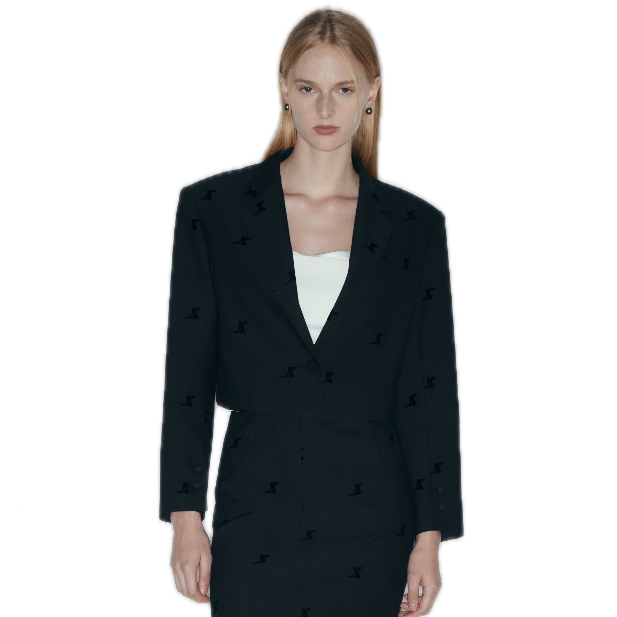 NECESSARY ANANKE Wool Blend Flocked Blazer In Black | MADAX