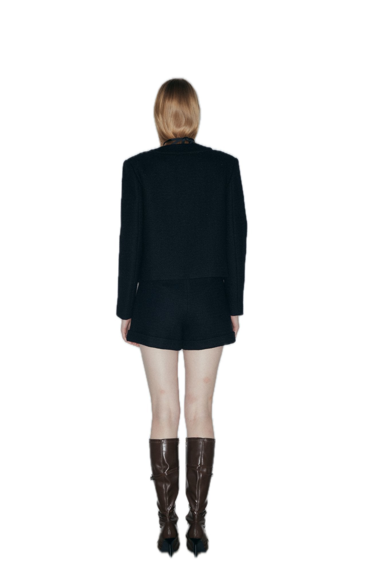 NECESSARY ANANKE Wool - Blend Tweed Jacket In Black | MADAX