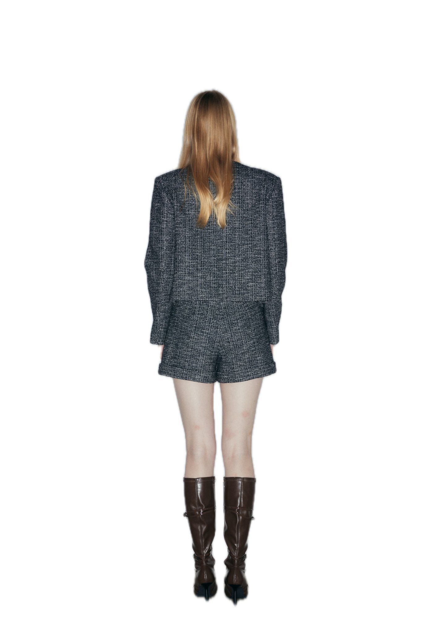 NECESSARY ANANKE Wool - Blend Tweed Jacket In Black White | MADAX