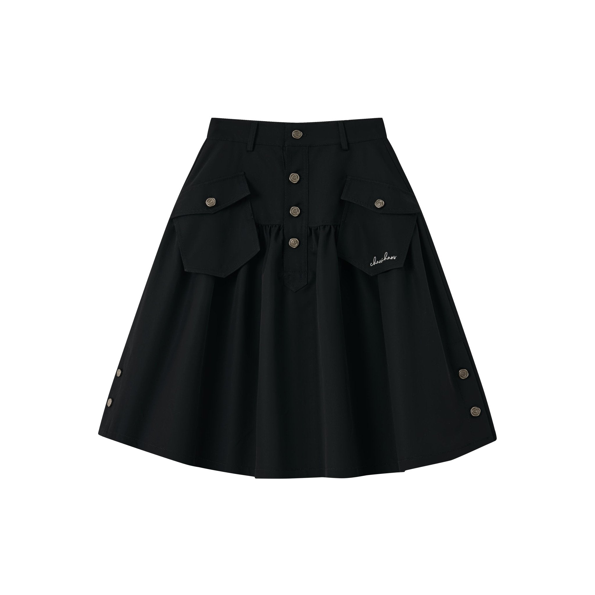CHAOSCHAOS Work Pocket Half - Length Umbrella Skirt In Black | MADAX