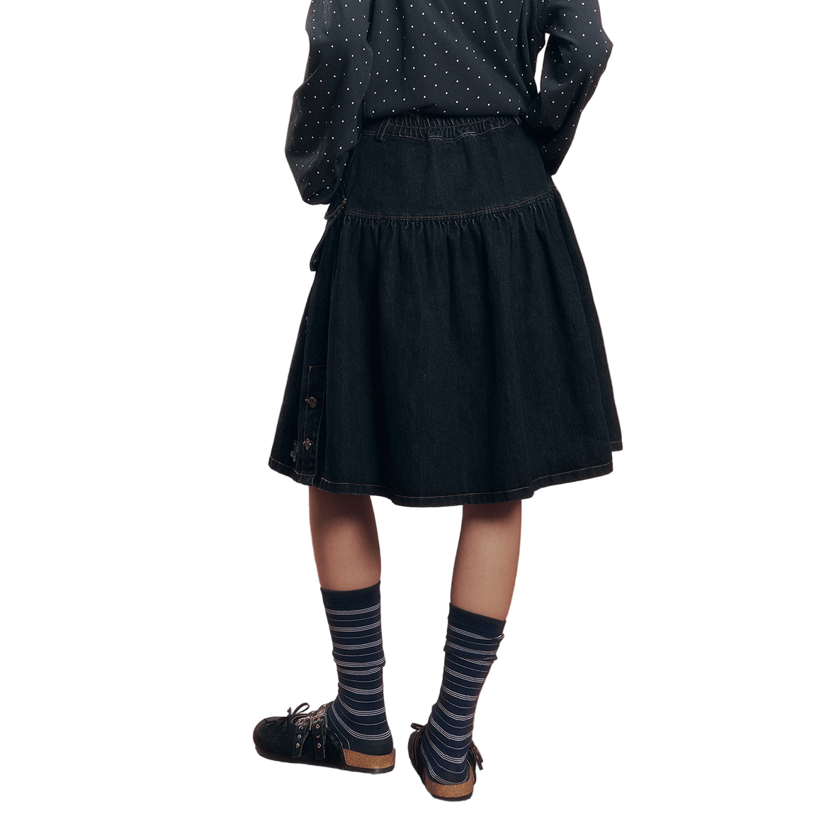 CHAOSCHAOS Workwear Retro Washed Denim Skirt In Denim Blue | MADAX