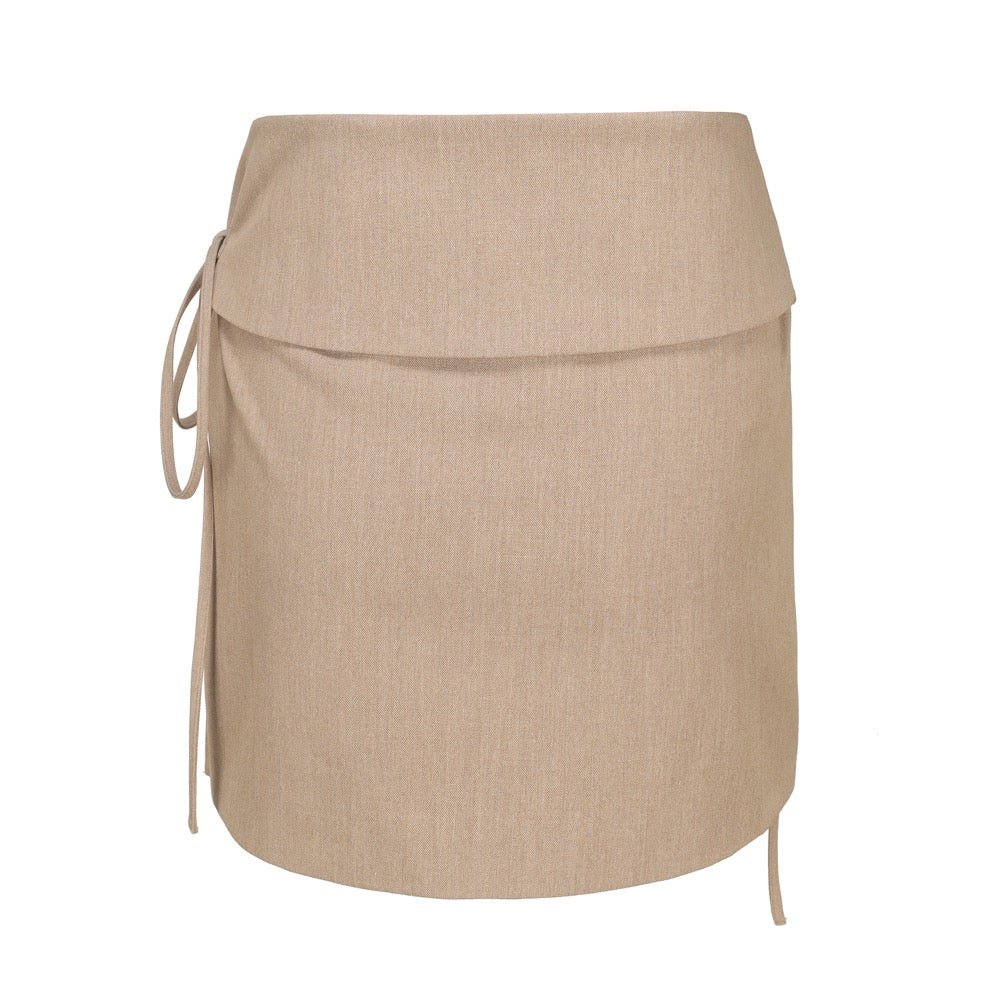 NECESSARY ANANKE Wraparound Skirt in Brown | MADA IN CHINA