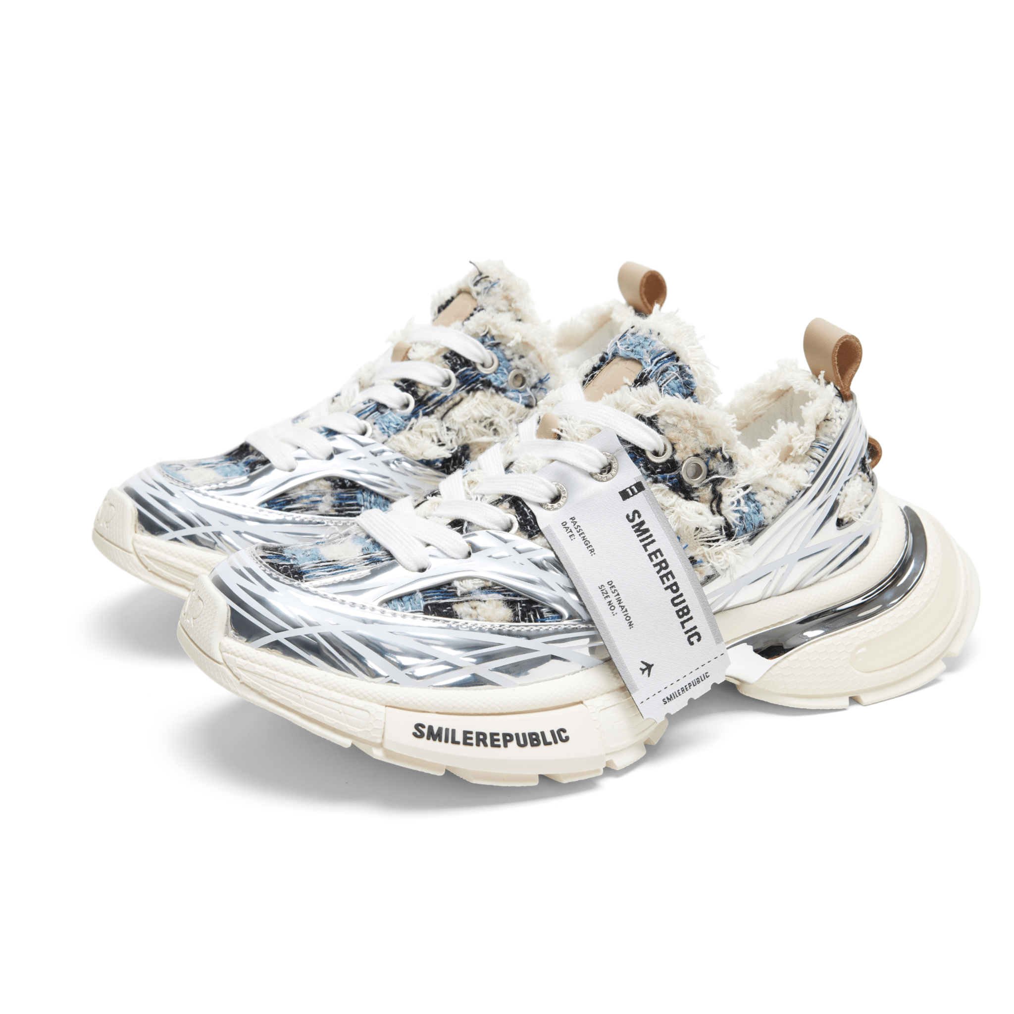 SMILEREPUBLIC XXXS Blue and Black Plaid Woolen Sneakers | MADAX