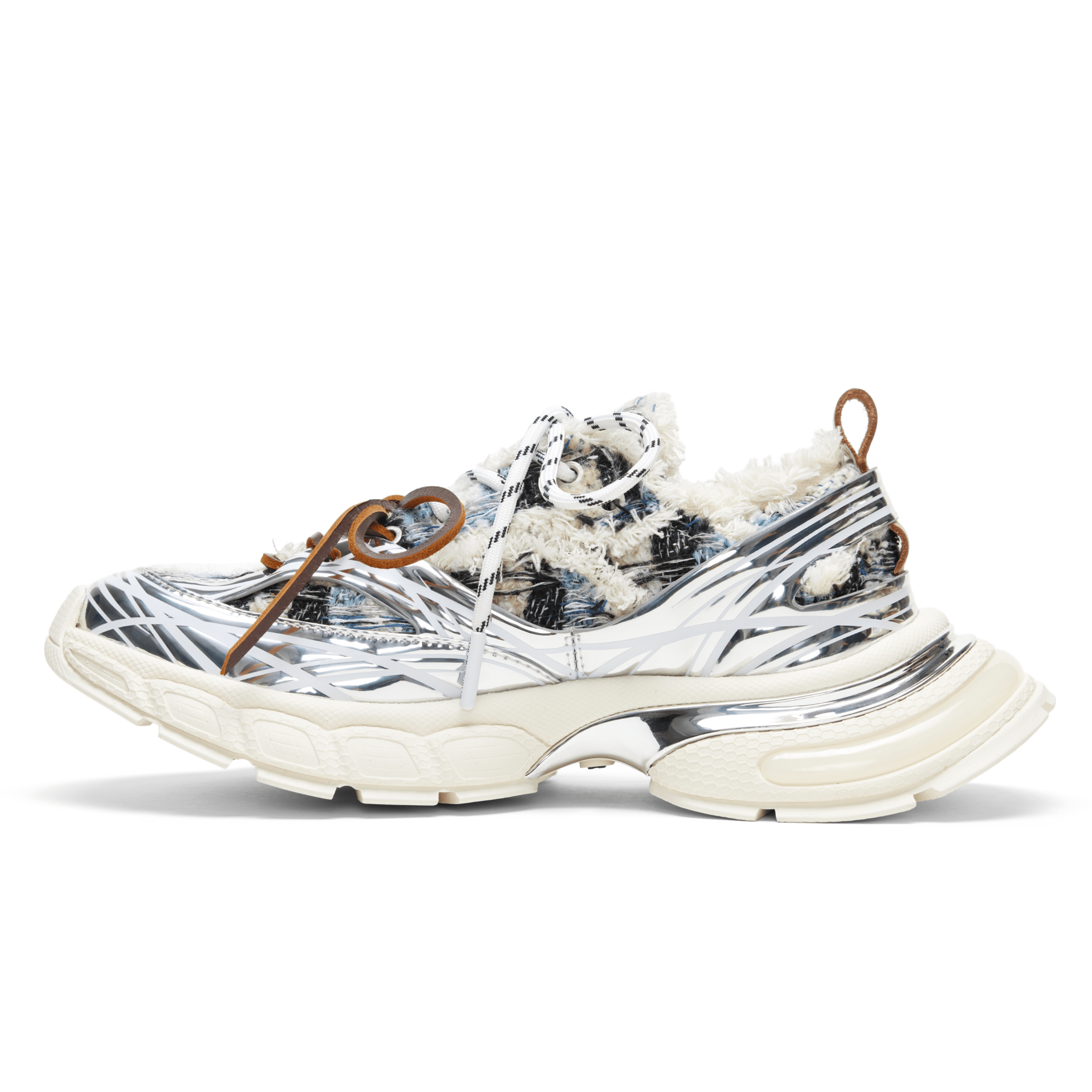 SMILEREPUBLIC XXXS Blue and Black Plaid Woolen Sneakers | MADAX