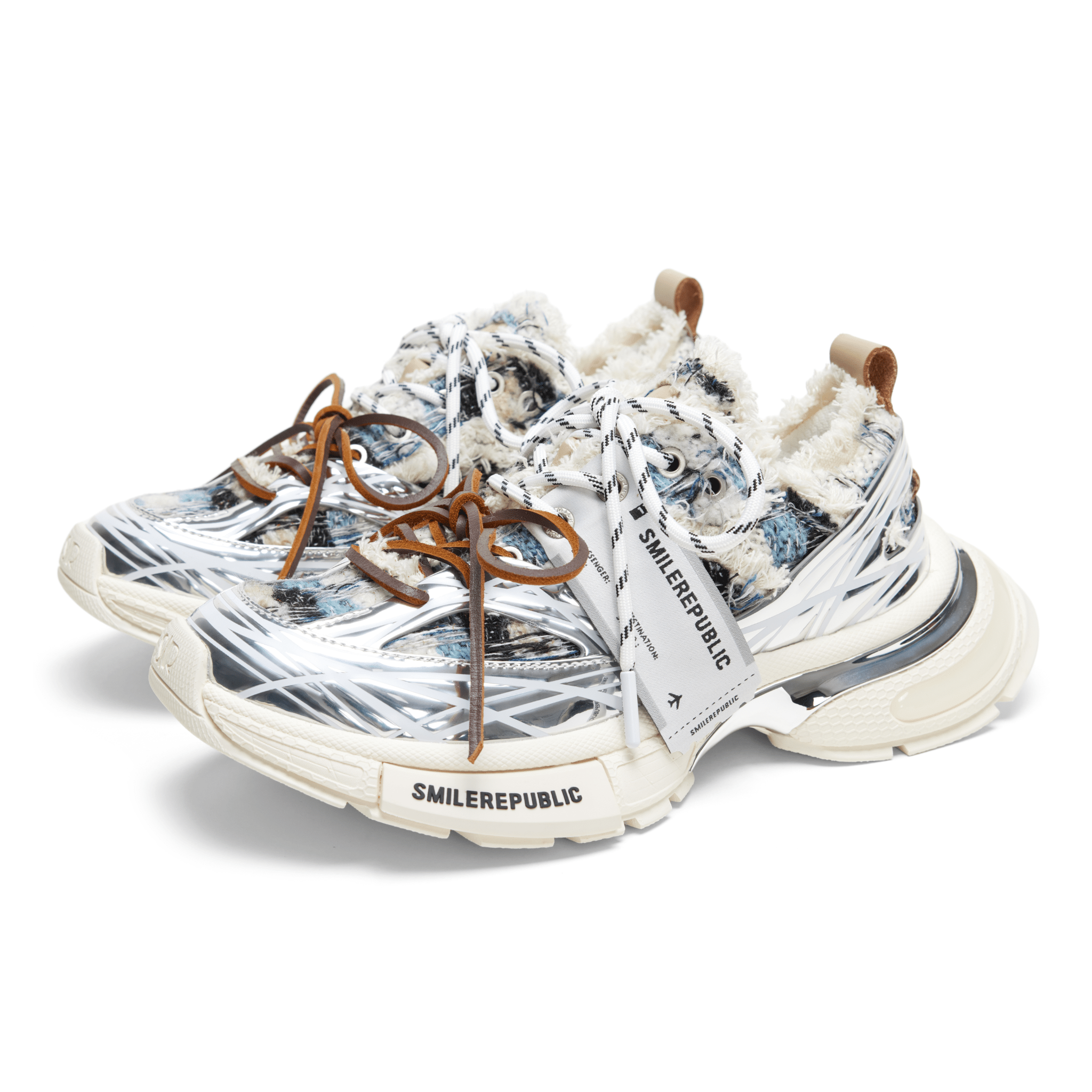 SMILEREPUBLIC XXXS Blue and Black Plaid Woolen Sneakers | MADAX