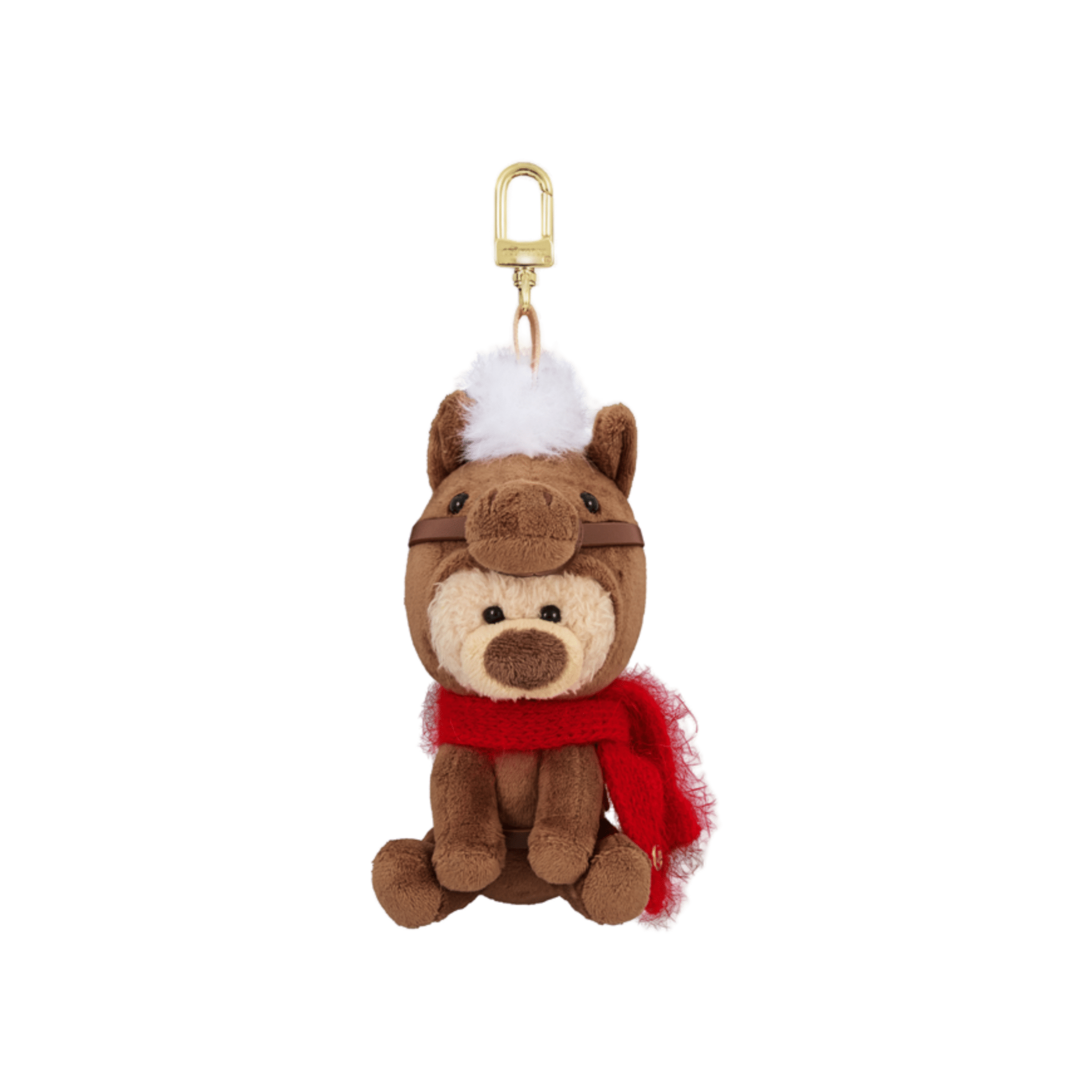 13DE MARZO Year of the Horse Limited Edition Gold Ingot Horsed Bear Plush Bag Keychain in Brown | MADAX