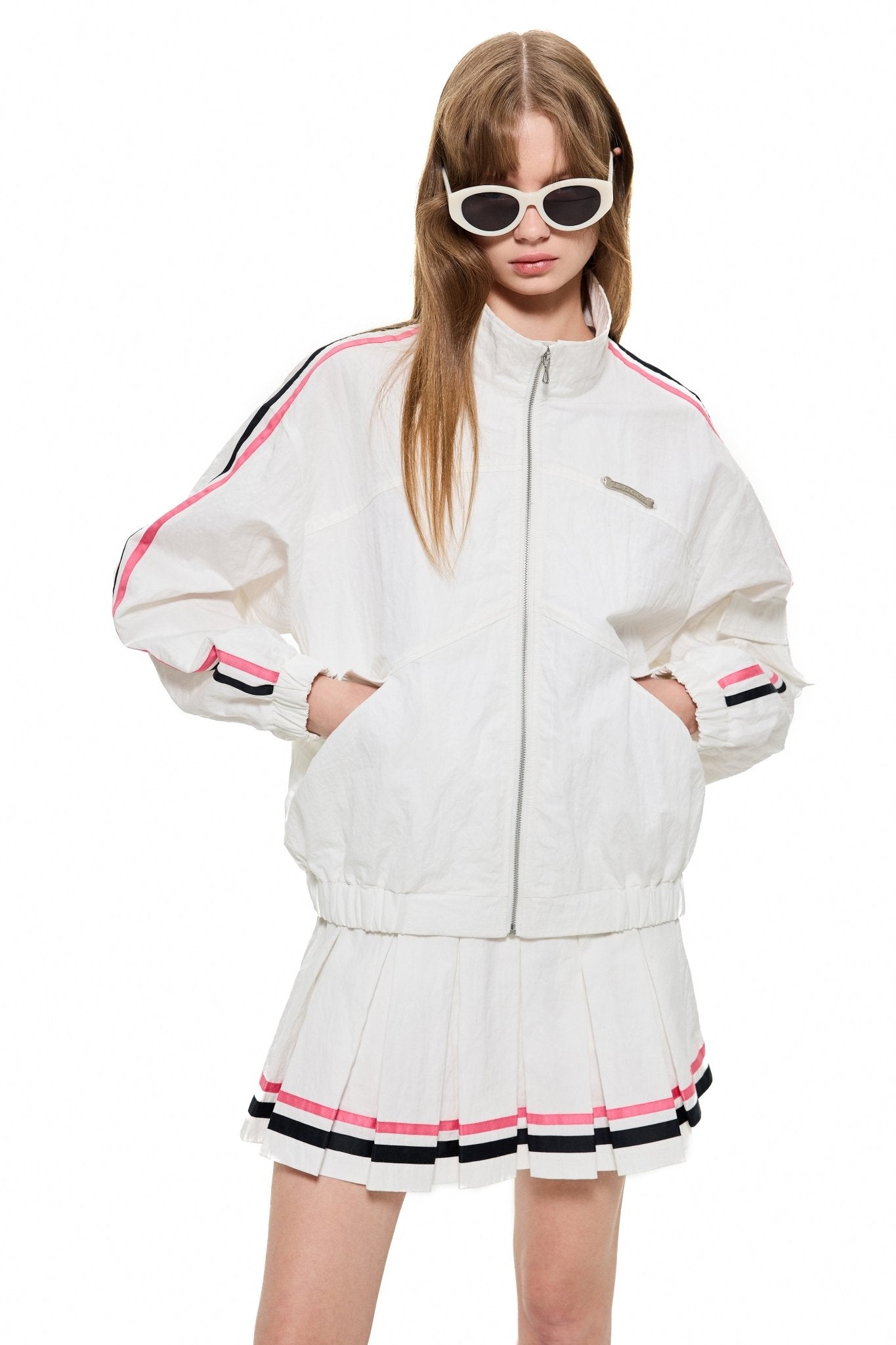 ALEXIA SANDRA Zip - Up Track Jacket White | MADA IN CHINA