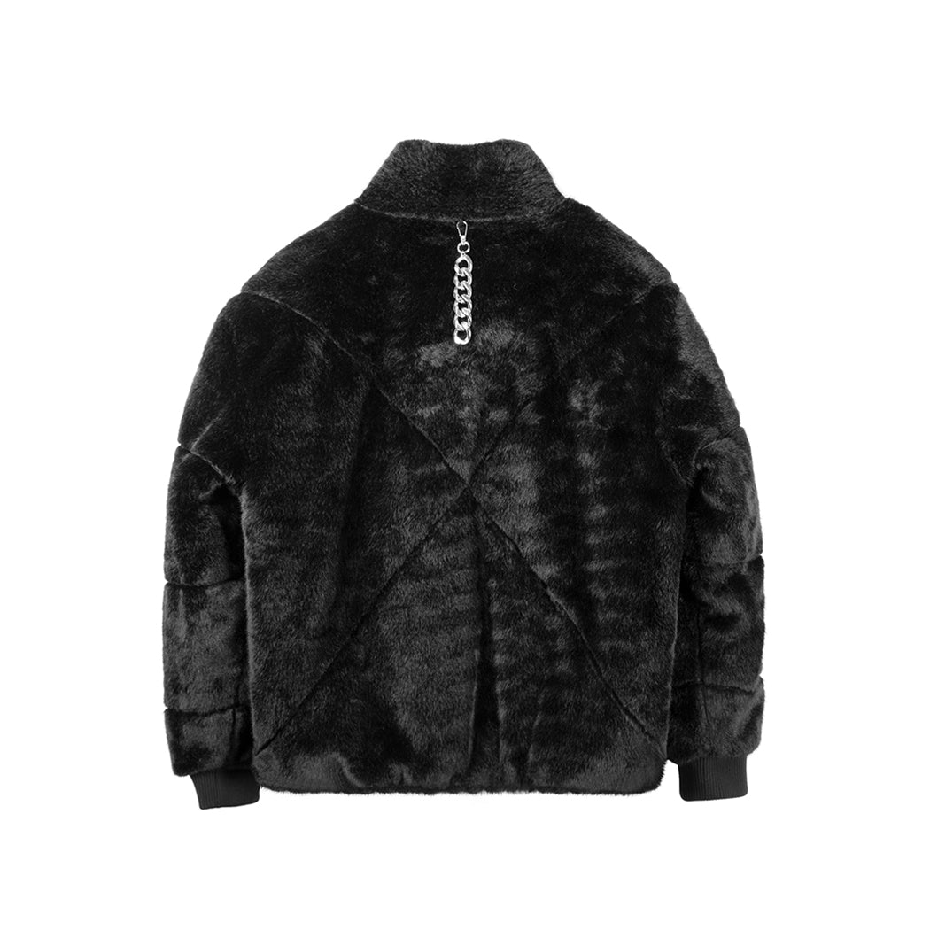 Metal Chain Mink Jacket Black