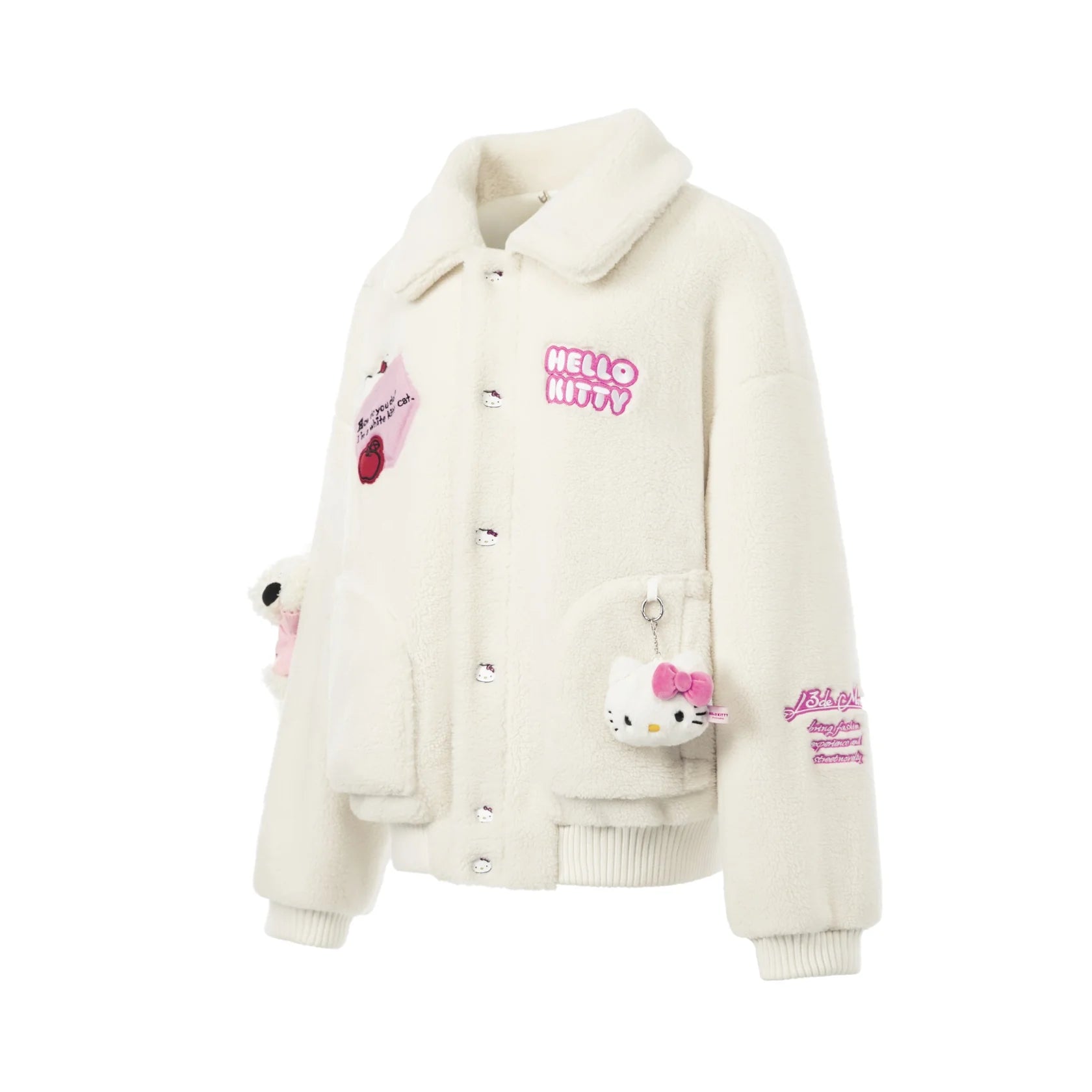 13DE MARZO 13 De Marzo X Hello Kitty White Bear Fleece Coat | MADA IN CHINA