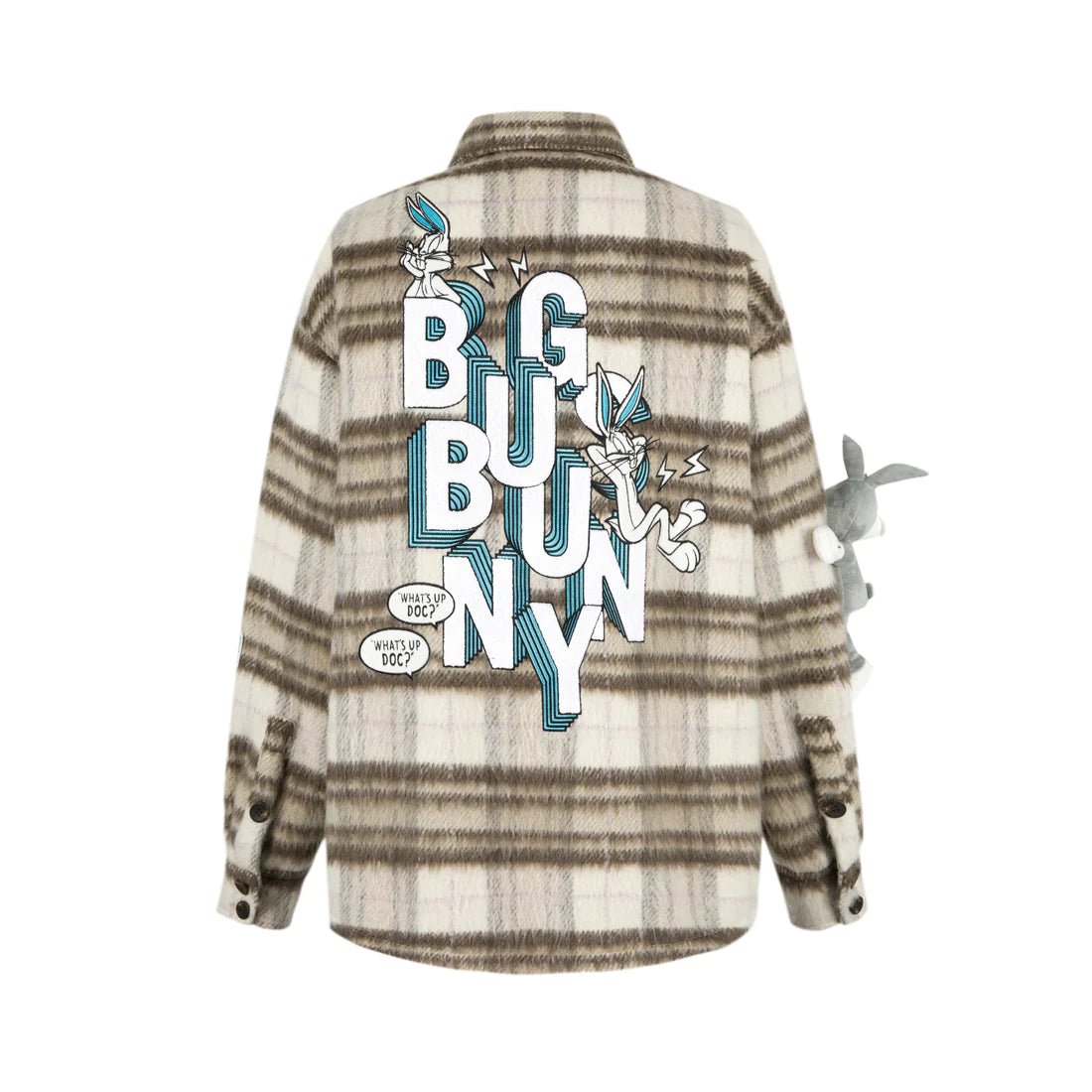 13DE MARZO 13 De Marzo X Looney Tunes Brown Bugs Bunny Plaid Shirt Coat | MADA IN CHINA