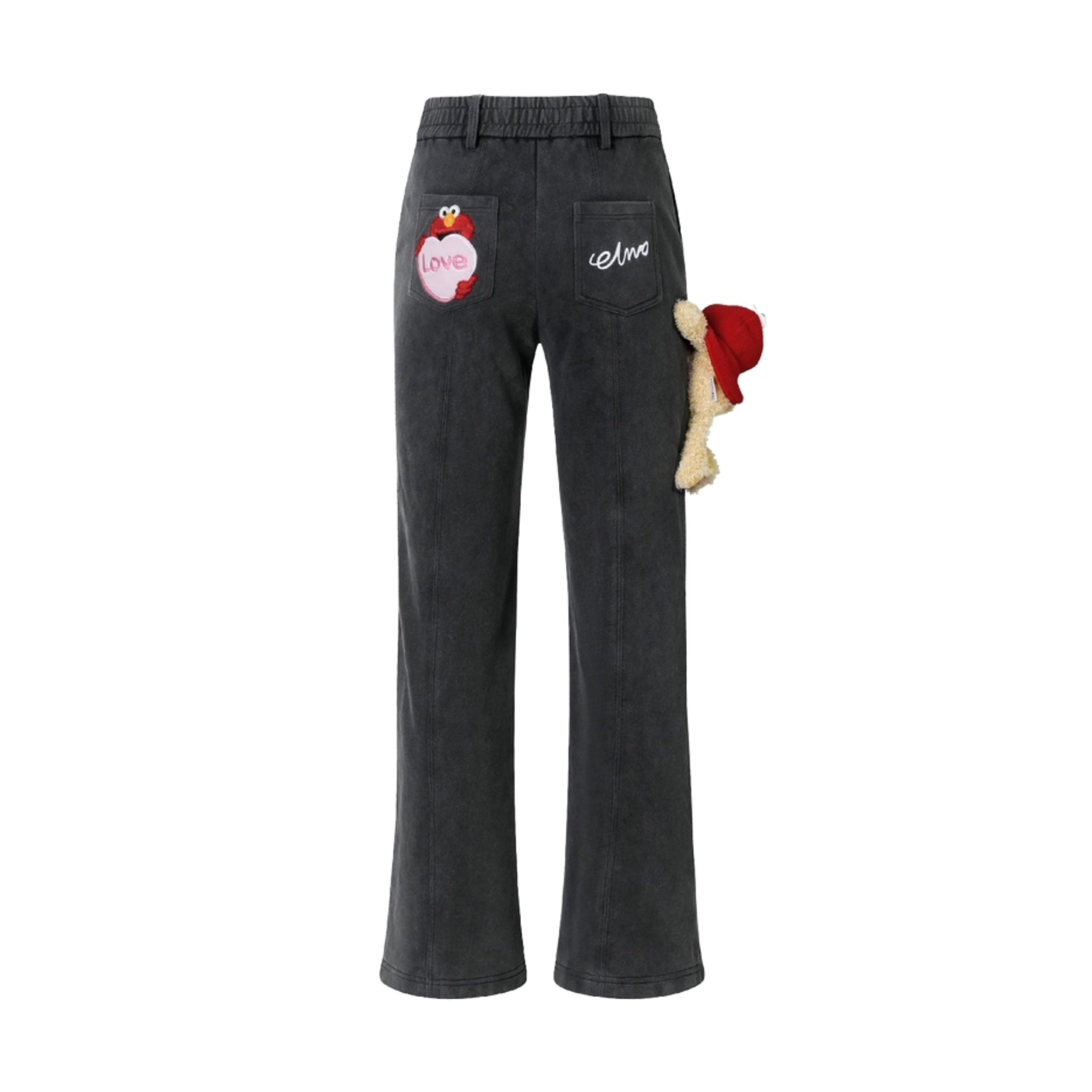 13 DE MARZO 13DE MARZO x SESAME STREET Elmo Casual Pants Washed Black | MADA IN CHINA