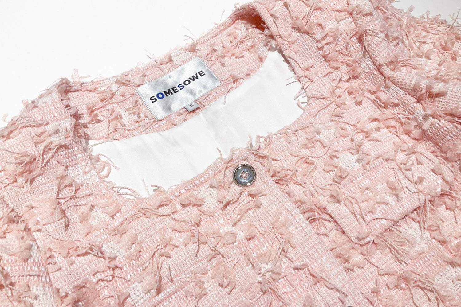 Pink Square Collar Woven Jacket