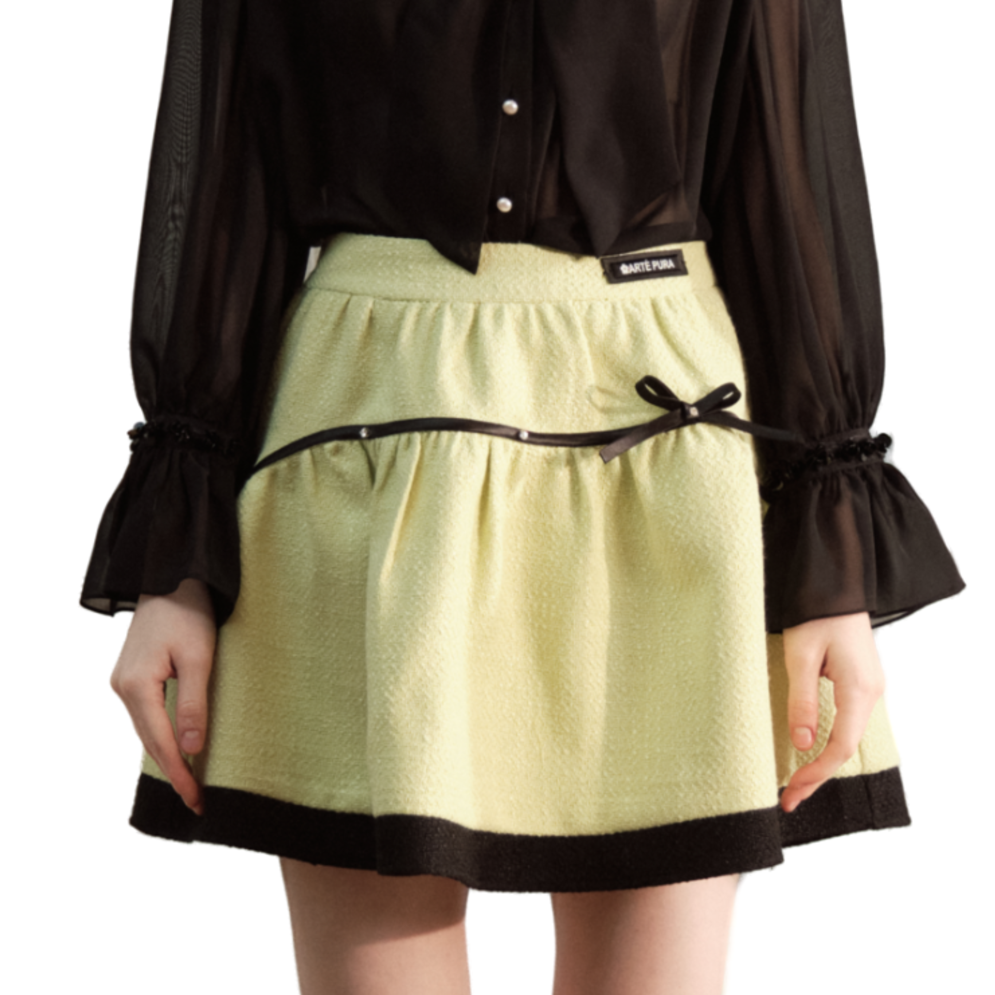 Green Skirt With Diamond Decoration