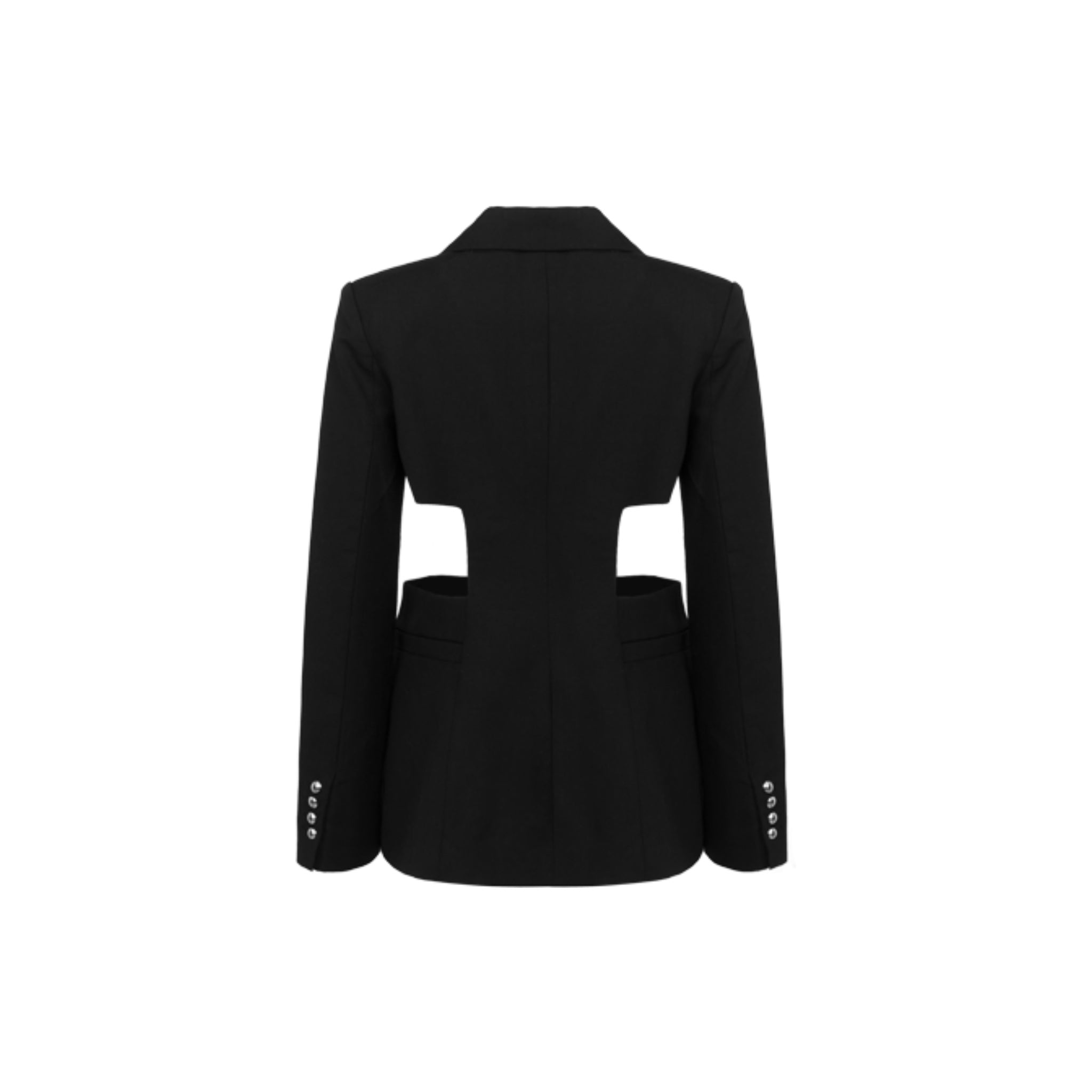 Black Waistless Collar Label Jacket