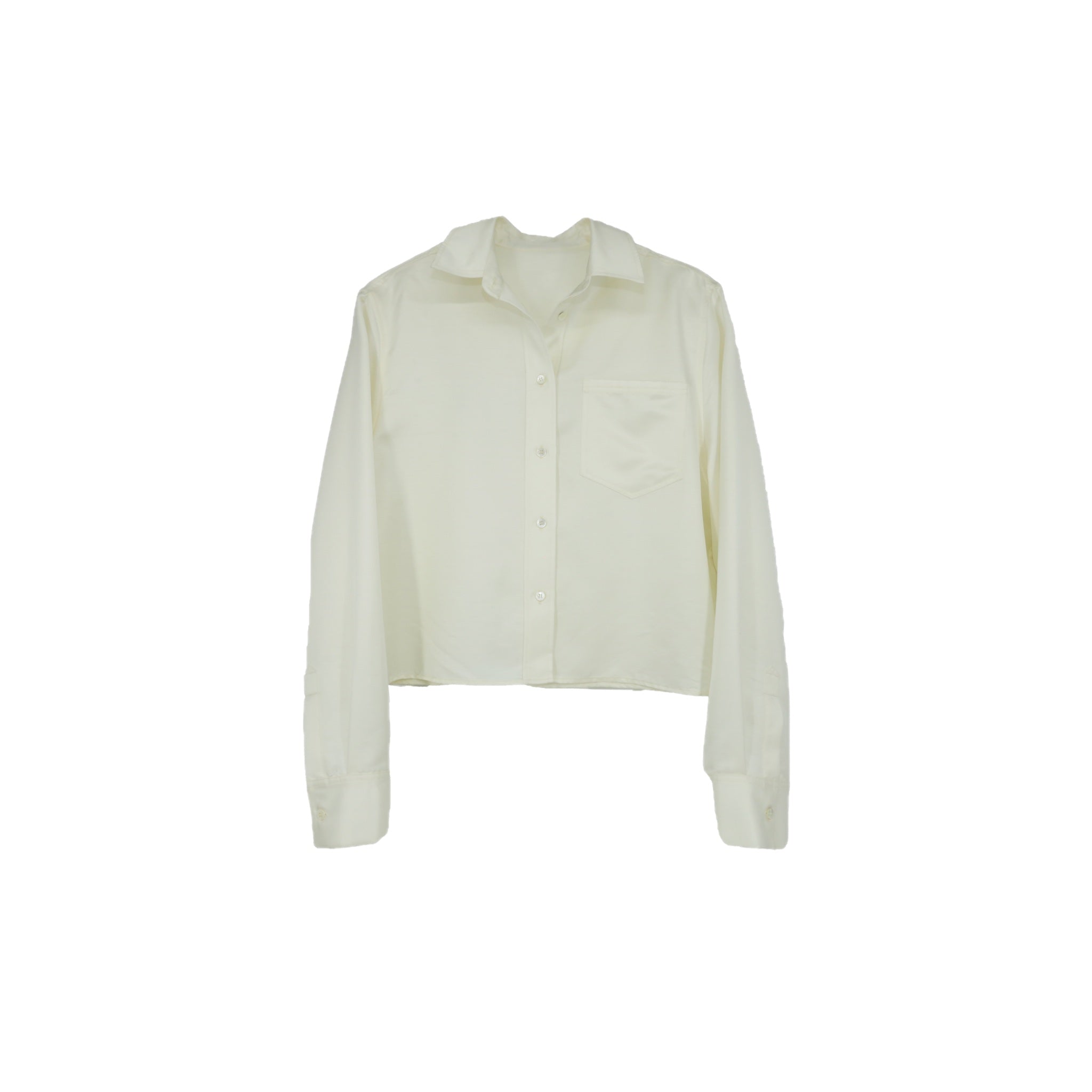 ilEWUOY Acetate Wool Short Box Shirt in White | MADA IN CHINA