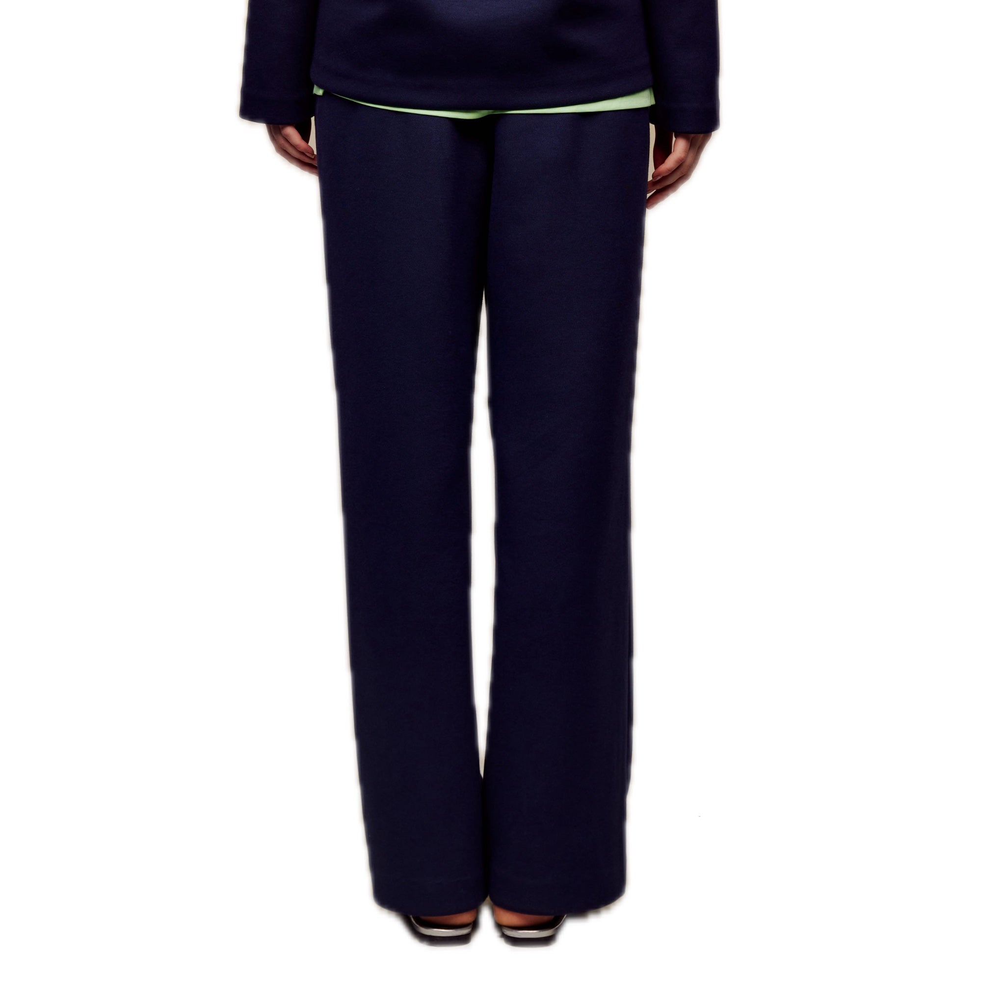 ilEWUOY Air Layer Double Waist Wide-leg Sweatpants in Dark Blue | MADA IN CHINA