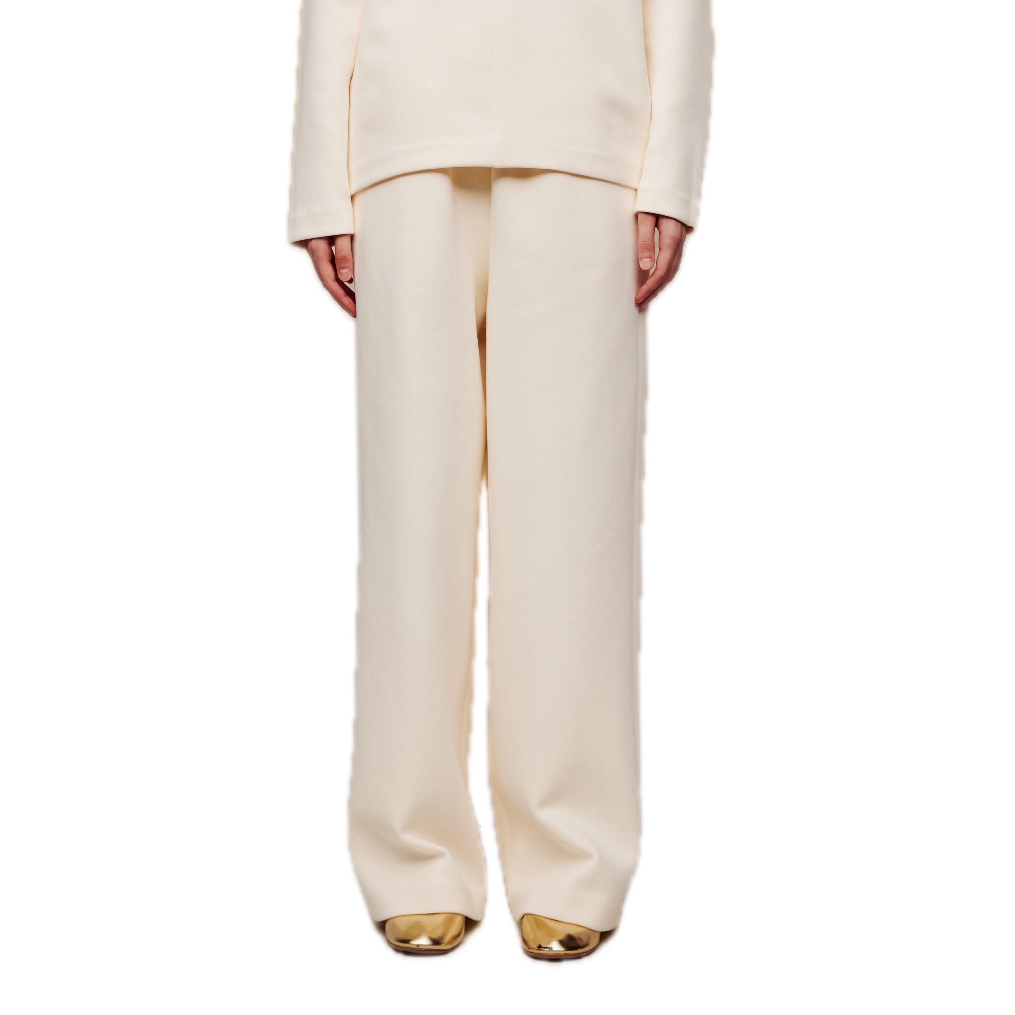 ilEWUOY Air Layer Double Waist Wide-leg Sweatpants in White | MADA IN CHINA