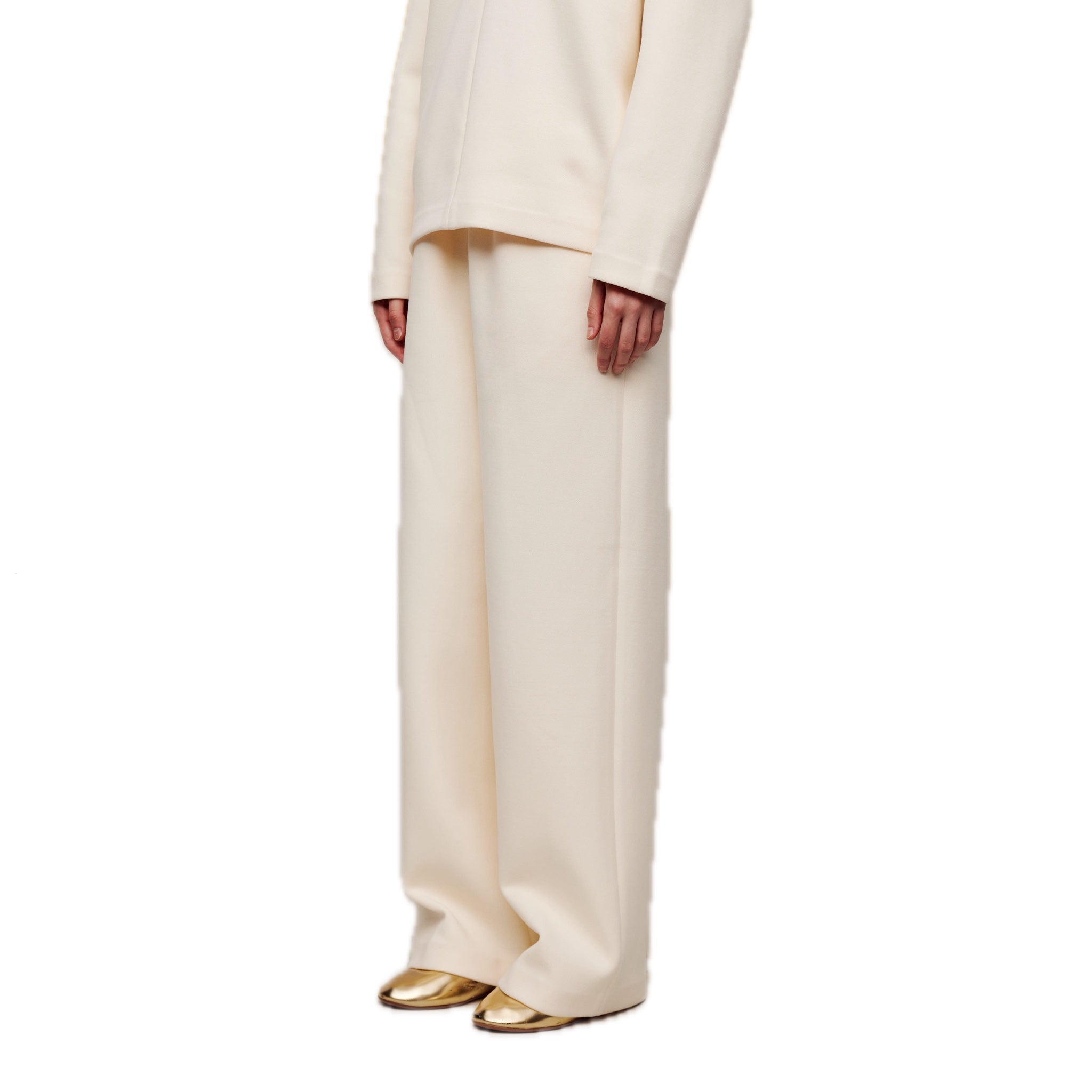 ilEWUOY Air Layer Double Waist Wide-leg Sweatpants in White | MADA IN CHINA