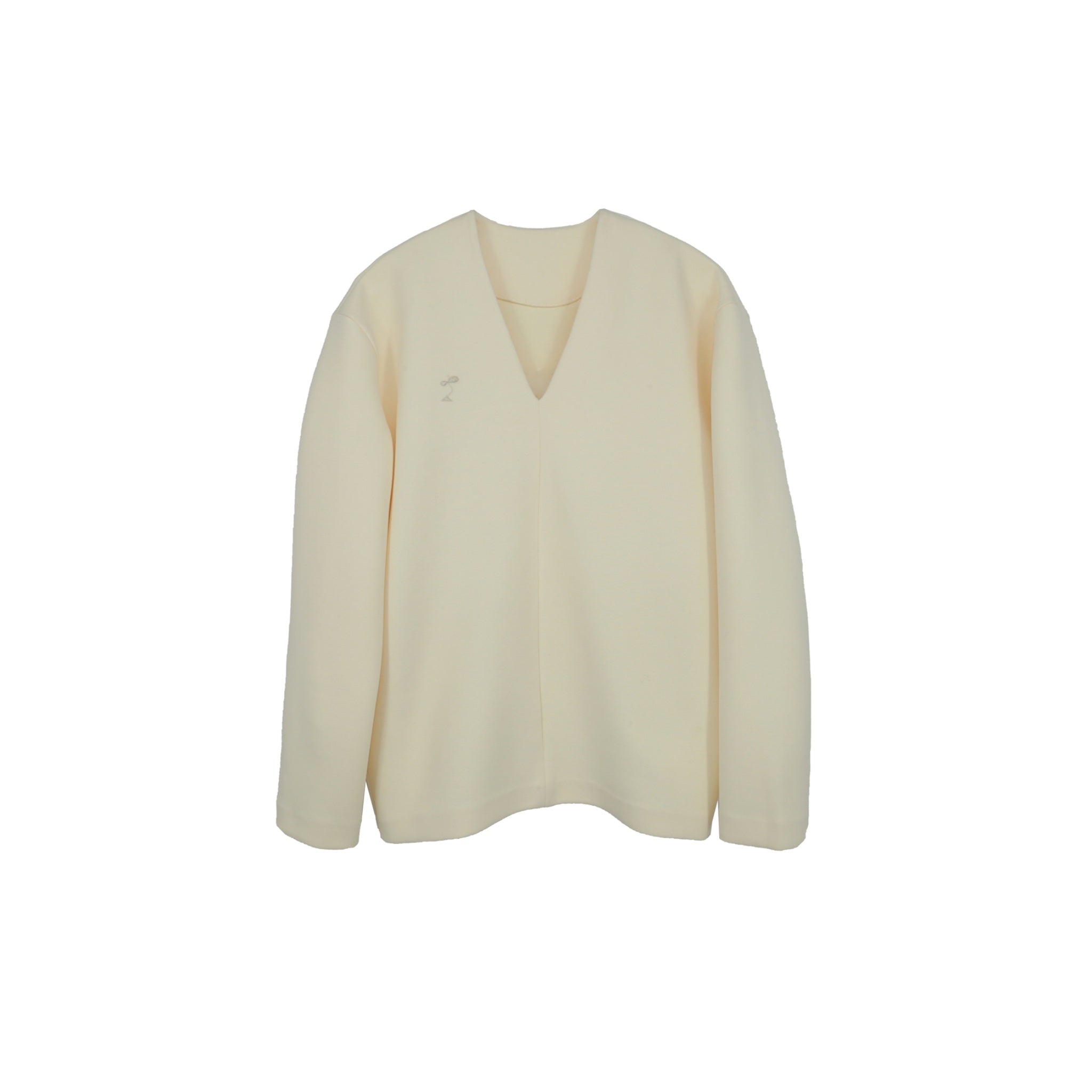 ilEWUOY Air Layer V-neck Sweatshirt in White | MADA IN CHINA