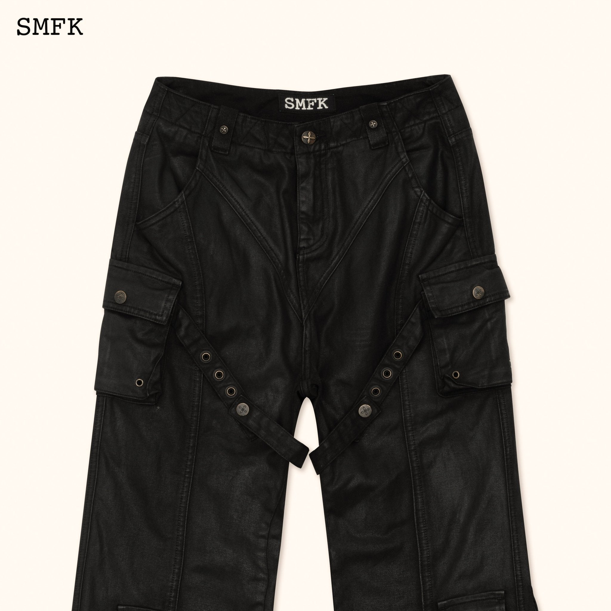 SMFK Ancient Myth Black Panther Waxed Flared Pants | MADA IN CHINA