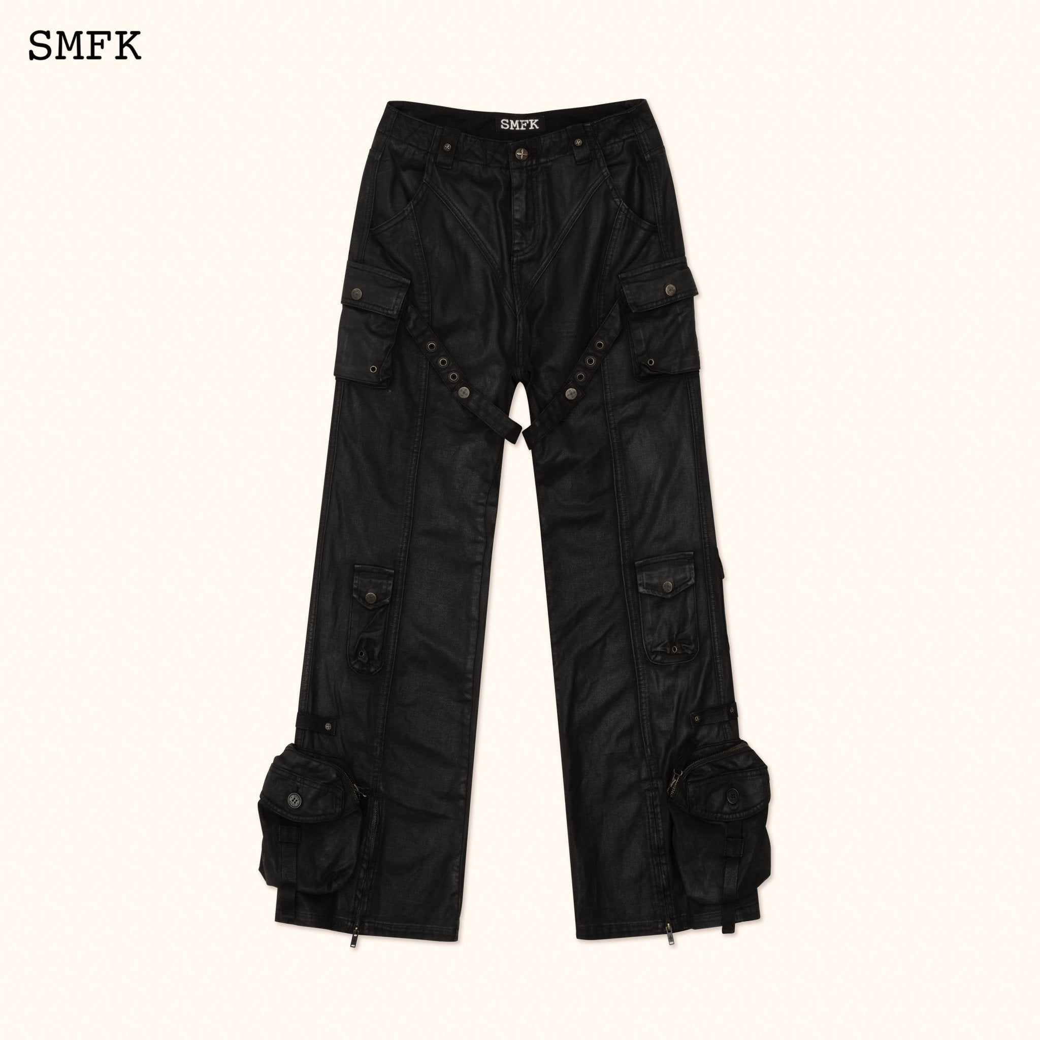 SMFK Ancient Myth Black Panther Waxed Flared Pants | MADA IN CHINA