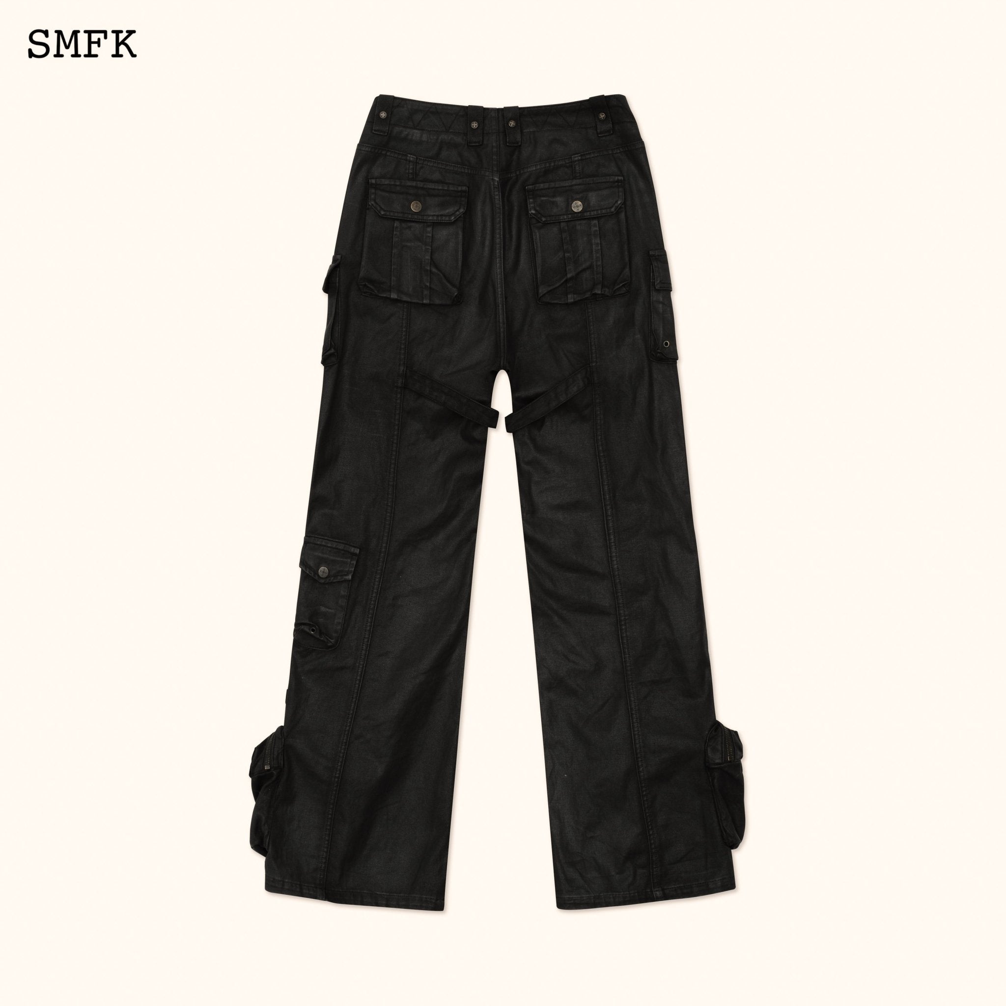 SMFK Ancient Myth Black Panther Waxed Flared Pants | MADA IN CHINA