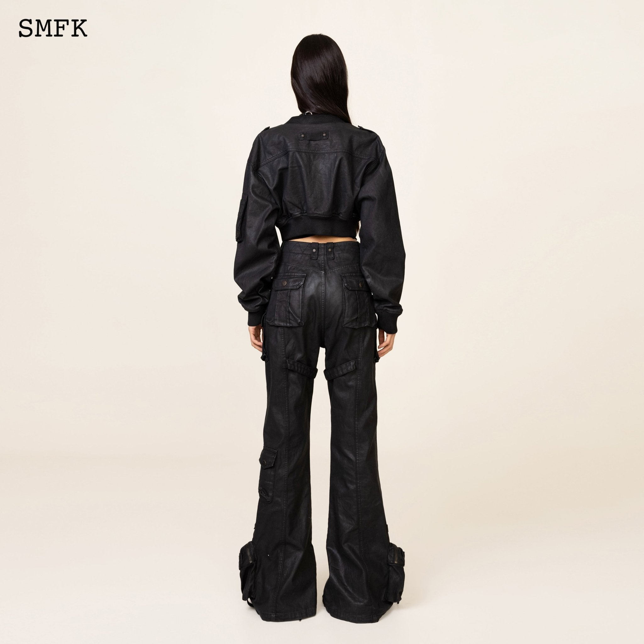 SMFK Ancient Myth Black Panther Waxed Flared Pants | MADA IN CHINA