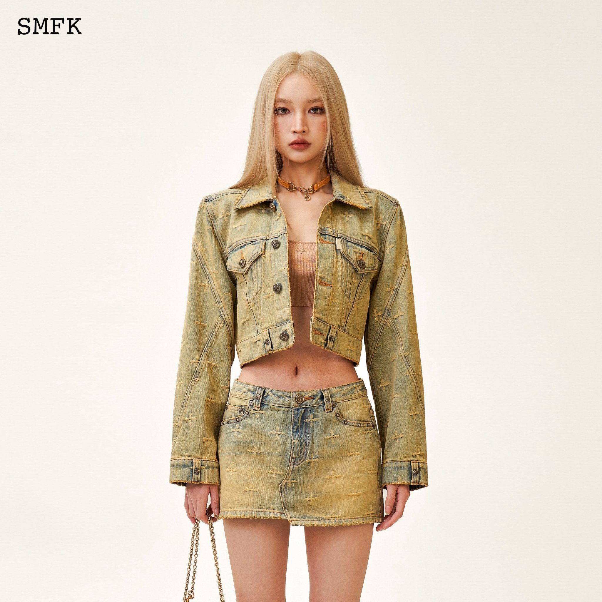 SMFK Ancient Myth Temple Garden Denim Mini Skirt | MADA IN CHINA