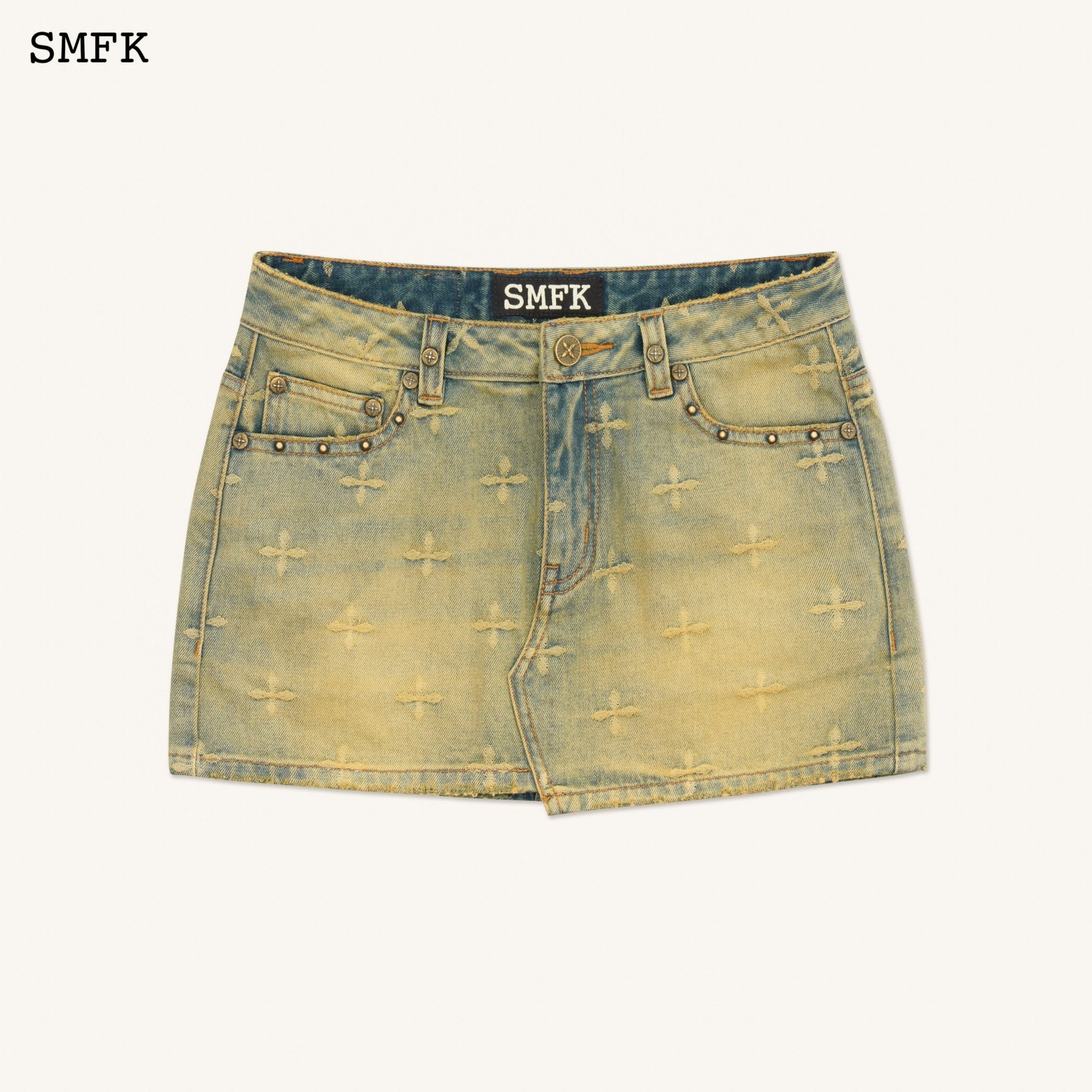 SMFK Ancient Myth Temple Garden Denim Mini Skirt | MADA IN CHINA