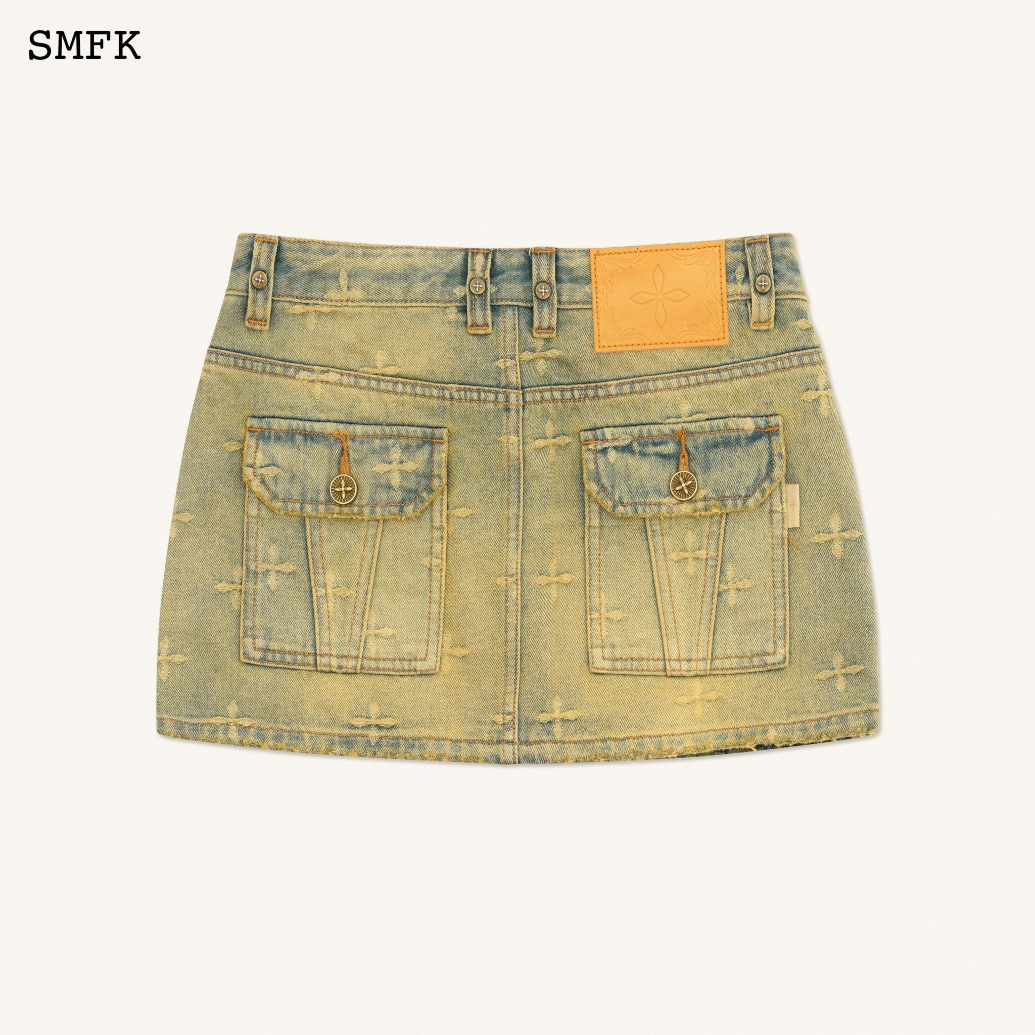 SMFK Ancient Myth Temple Garden Denim Mini Skirt | MADA IN CHINA