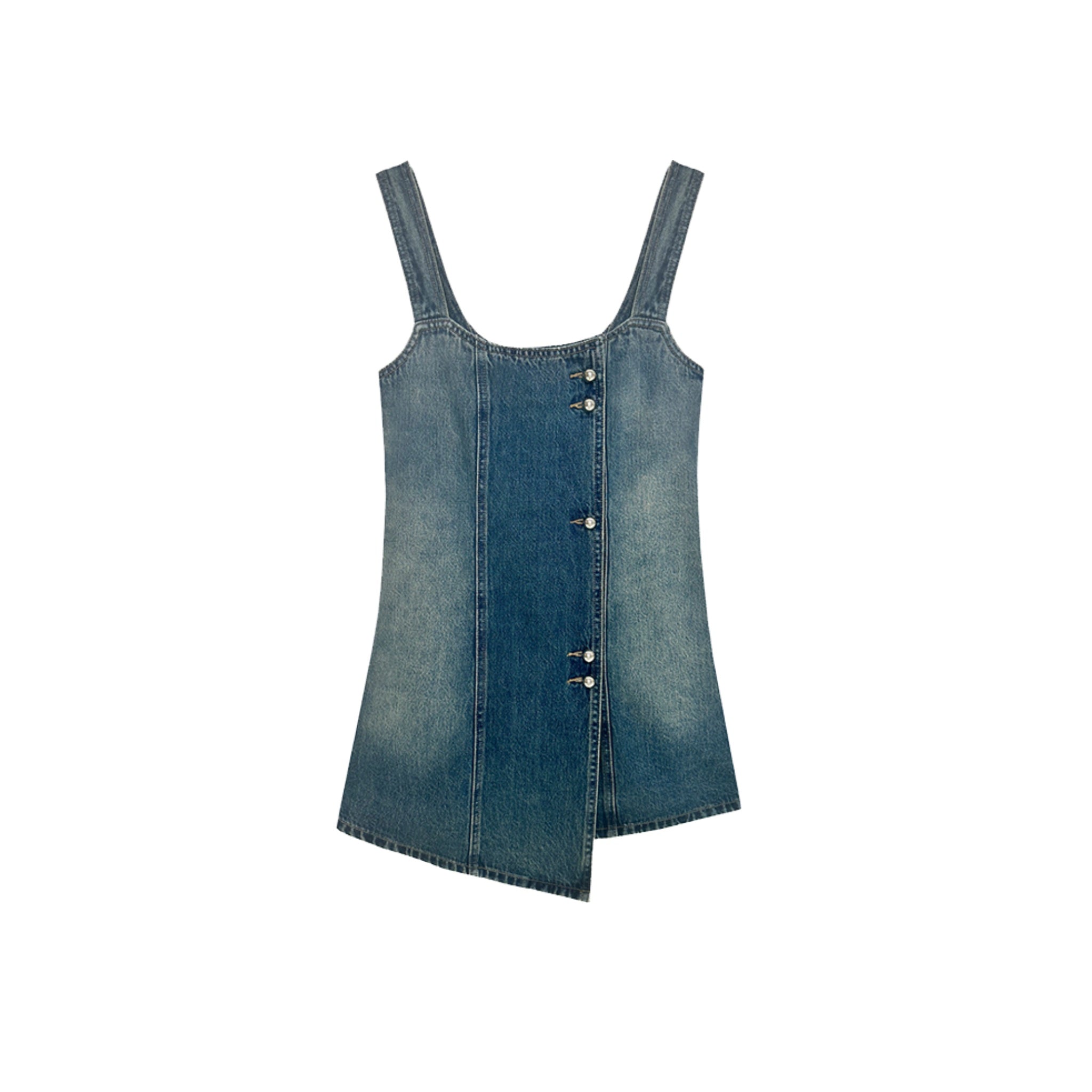 SOMESOWE Asymmetric Denim Overalls | MADA IN CHINA