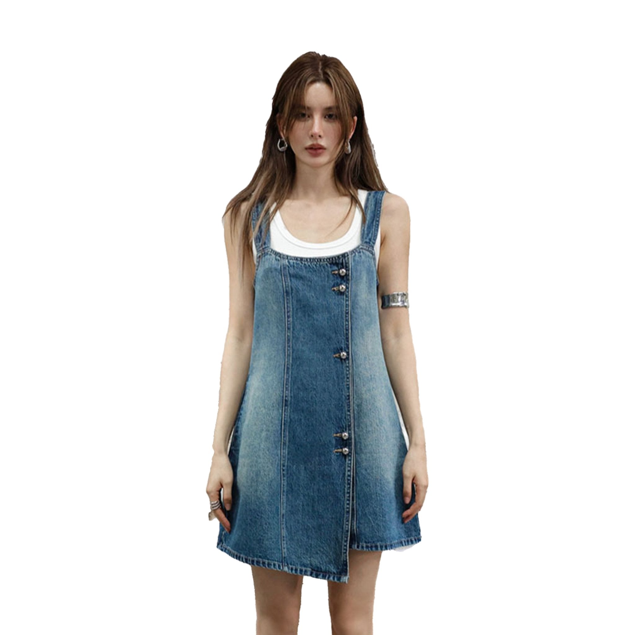 SOMESOWE Asymmetric Denim Overalls | MADA IN CHINA