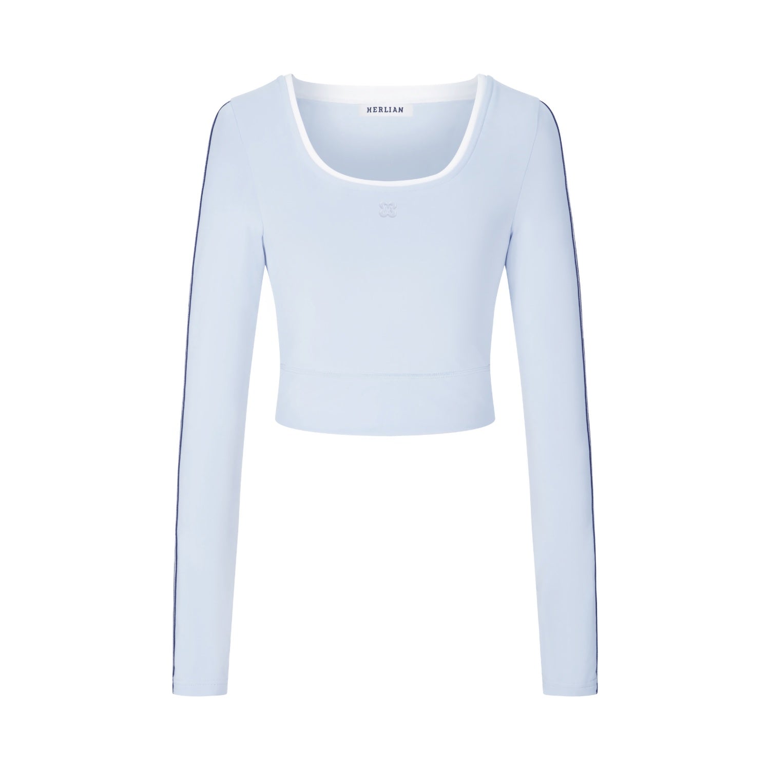 HERLIAN Baby Blue Round Neck Tight T-shirt | MADA IN CHINA