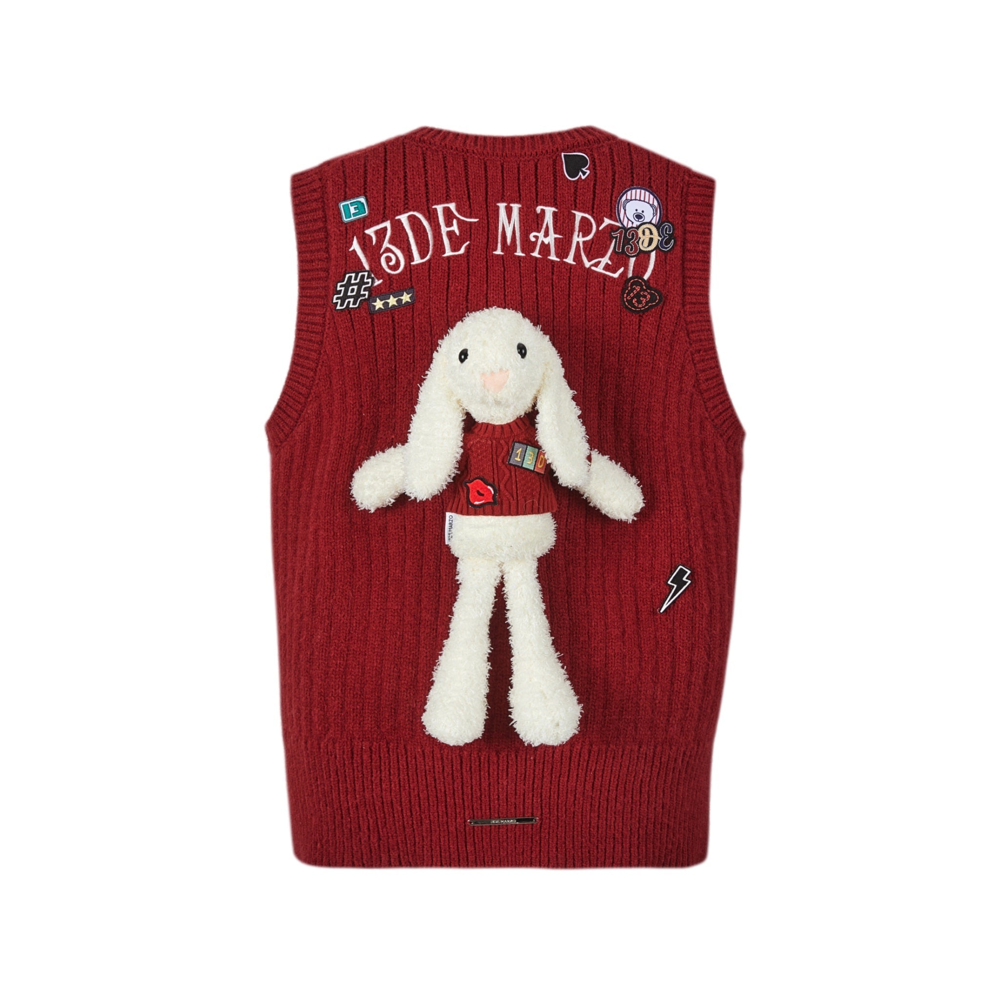 13 DE MARZO Badges Knit Vest Barbados Cherry | MADA IN CHINA