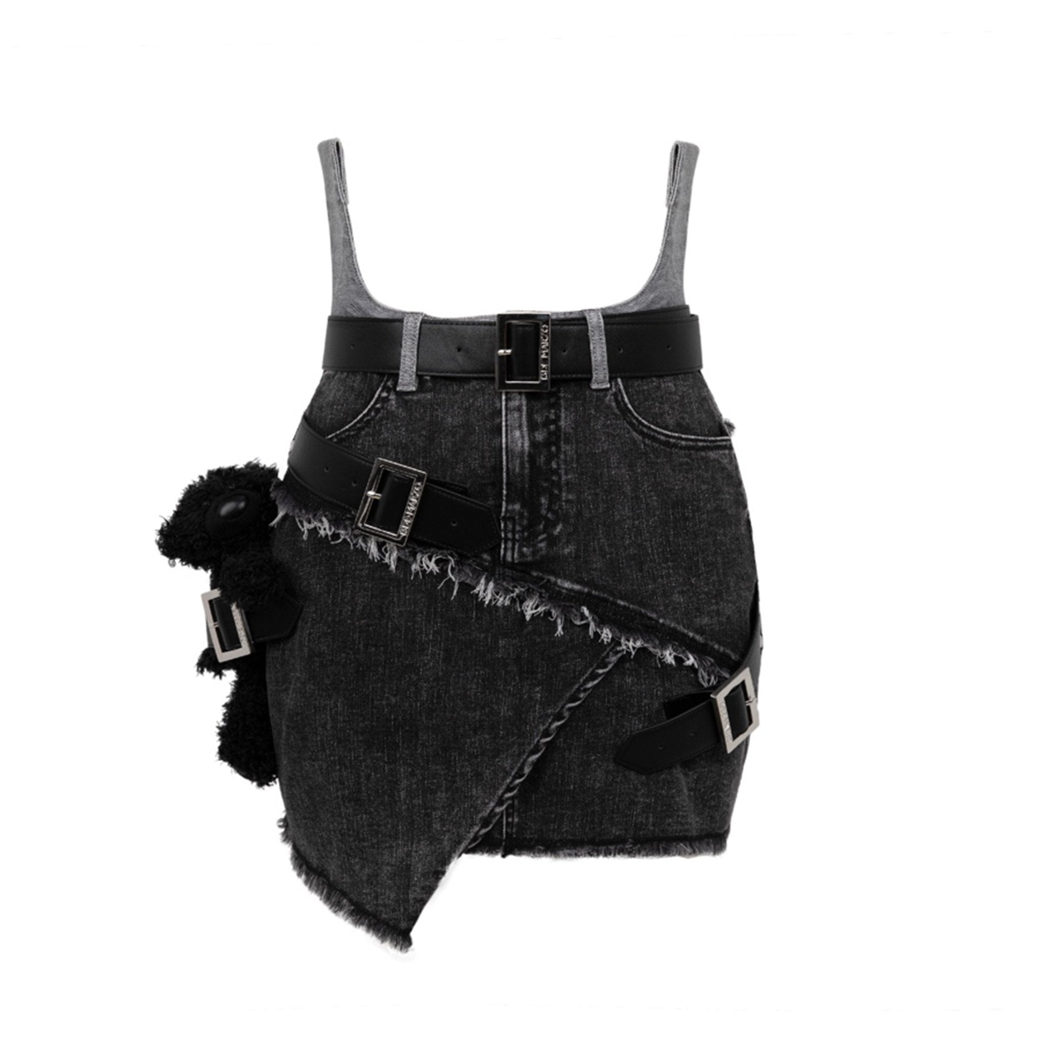 13DE MARZO Bear Belt Denim Dress Black | MADA IN CHINA