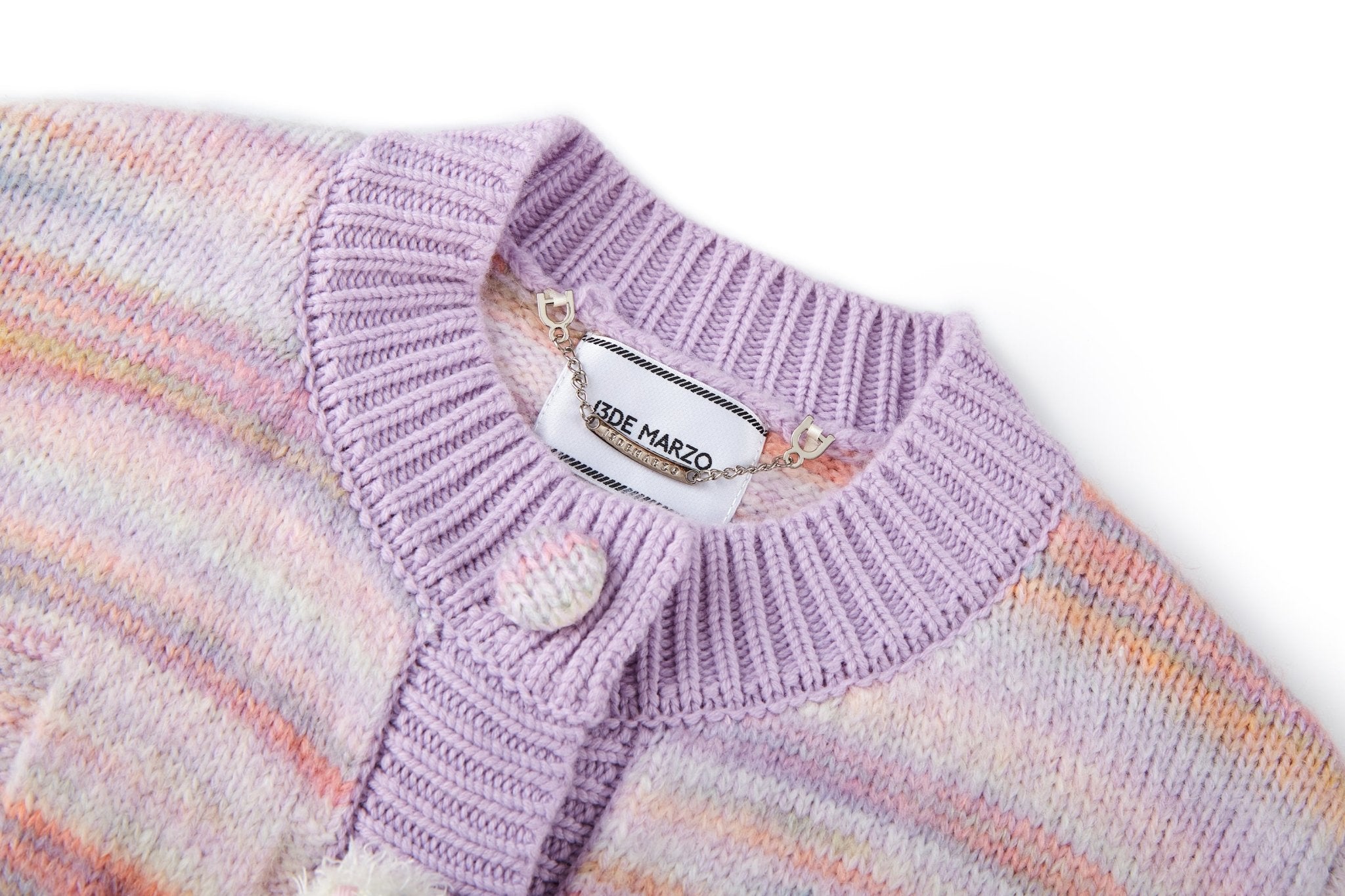 13DE MARZO Bear button Space Dye Cardigan Lavender Mist | MADA IN CHINA