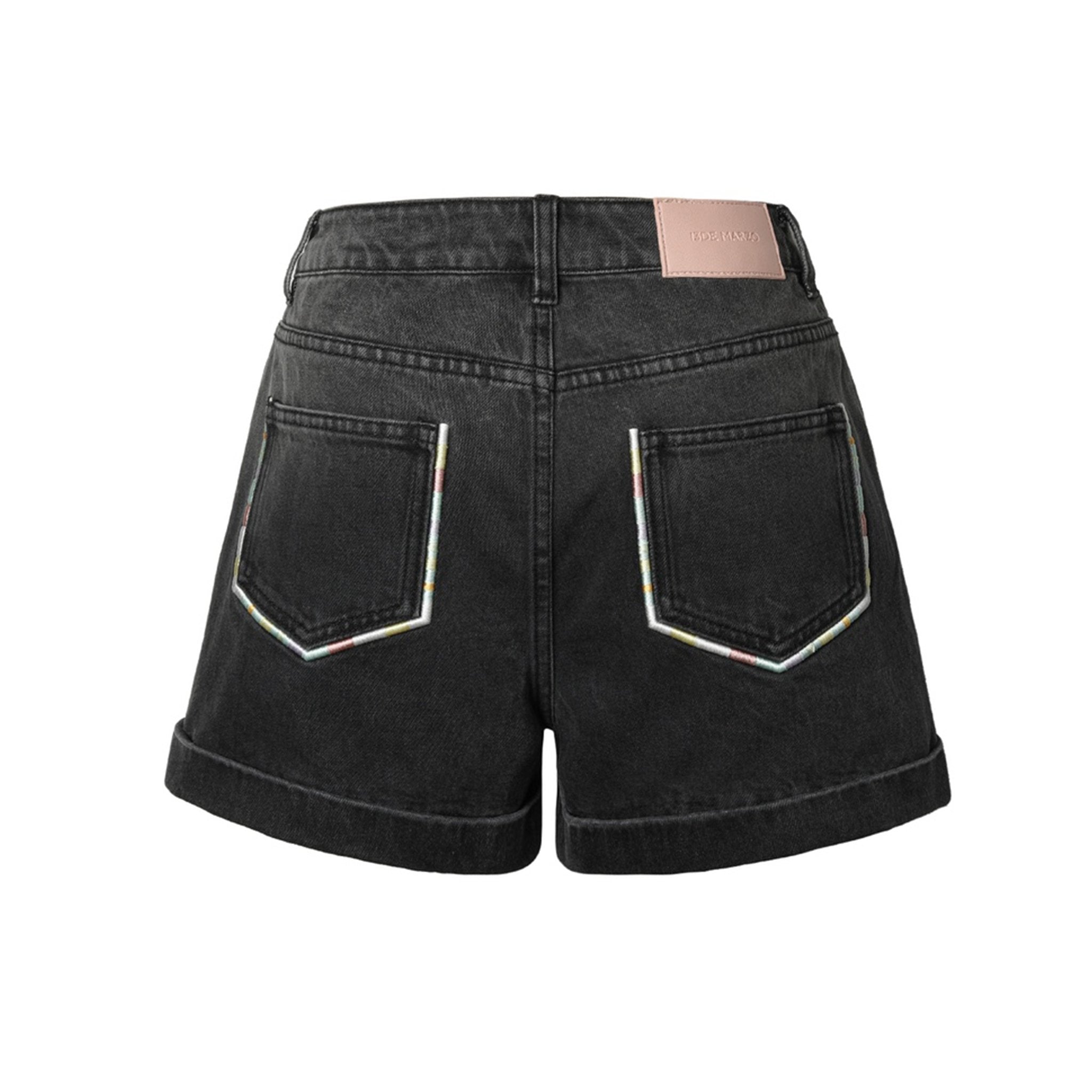 13DE MARZO Bear Classic Denim Shorts Black | MADA IN CHINA