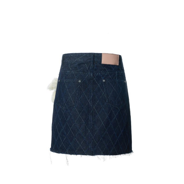 13 DE MARZO Bear Diamond Check Denim Skirt Gibraltar Sea | MADA IN CHINA