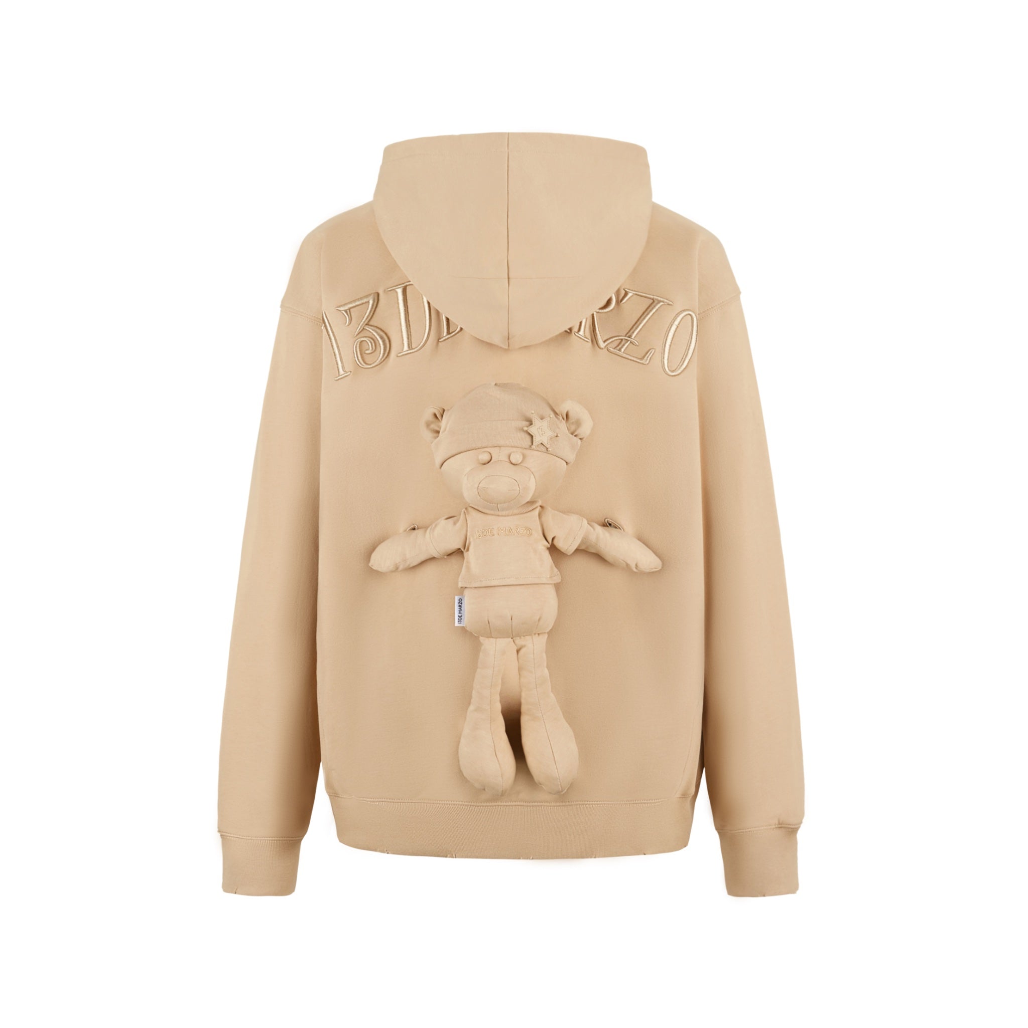 13 DE MARZO Bear Embossment Hoodie Almond Buff | MADA IN CHINA