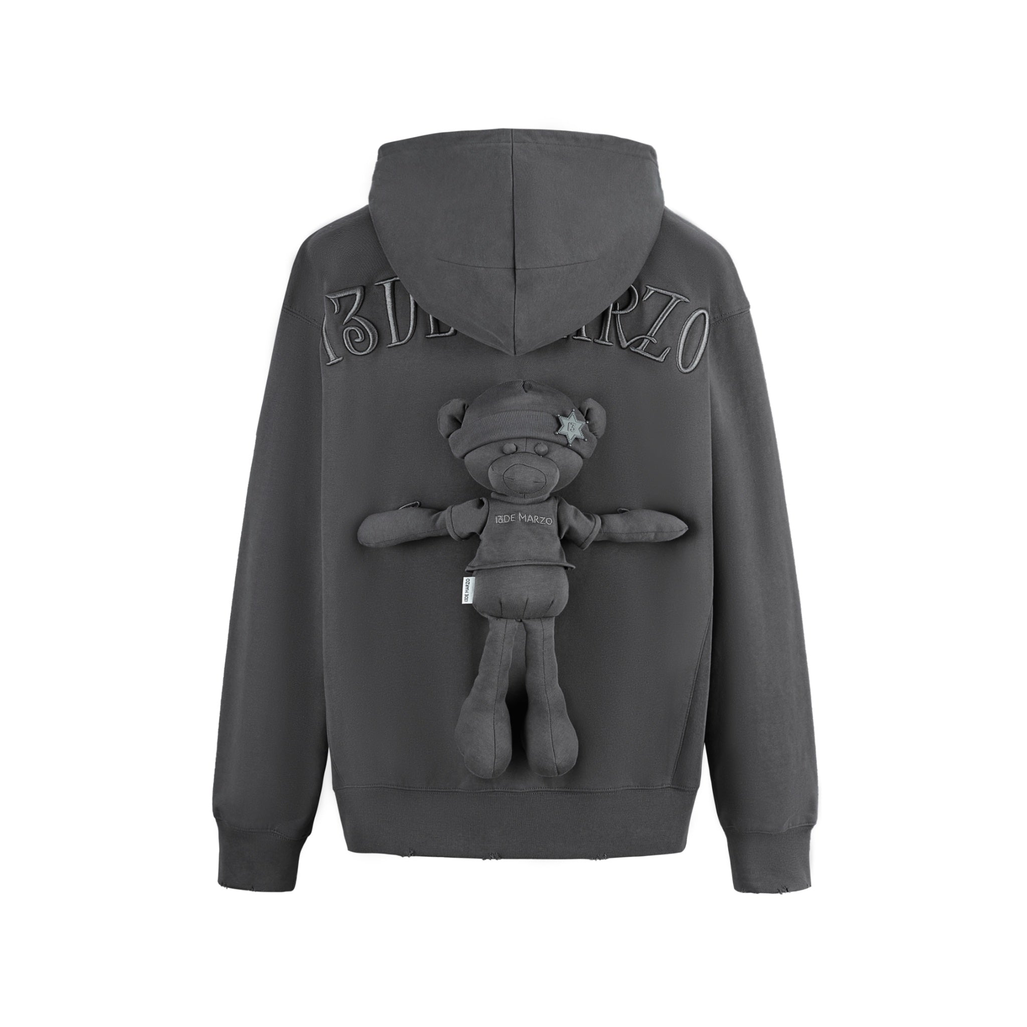 13 DE MARZO Bear Embossment Hoodie Blackened Pearl | MADA IN CHINA