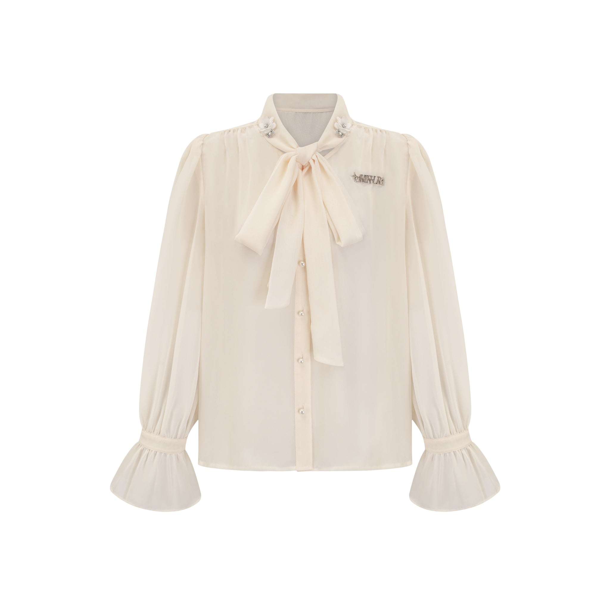 ARTE PURA Beige Bow Tie Shirt | MADA IN CHINA