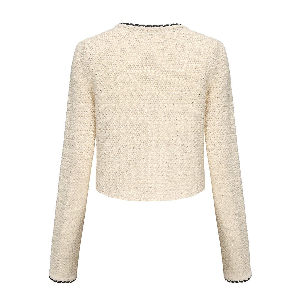 ARTE PURA Beige Cropped Knit Cardigan | MADA IN CHINA