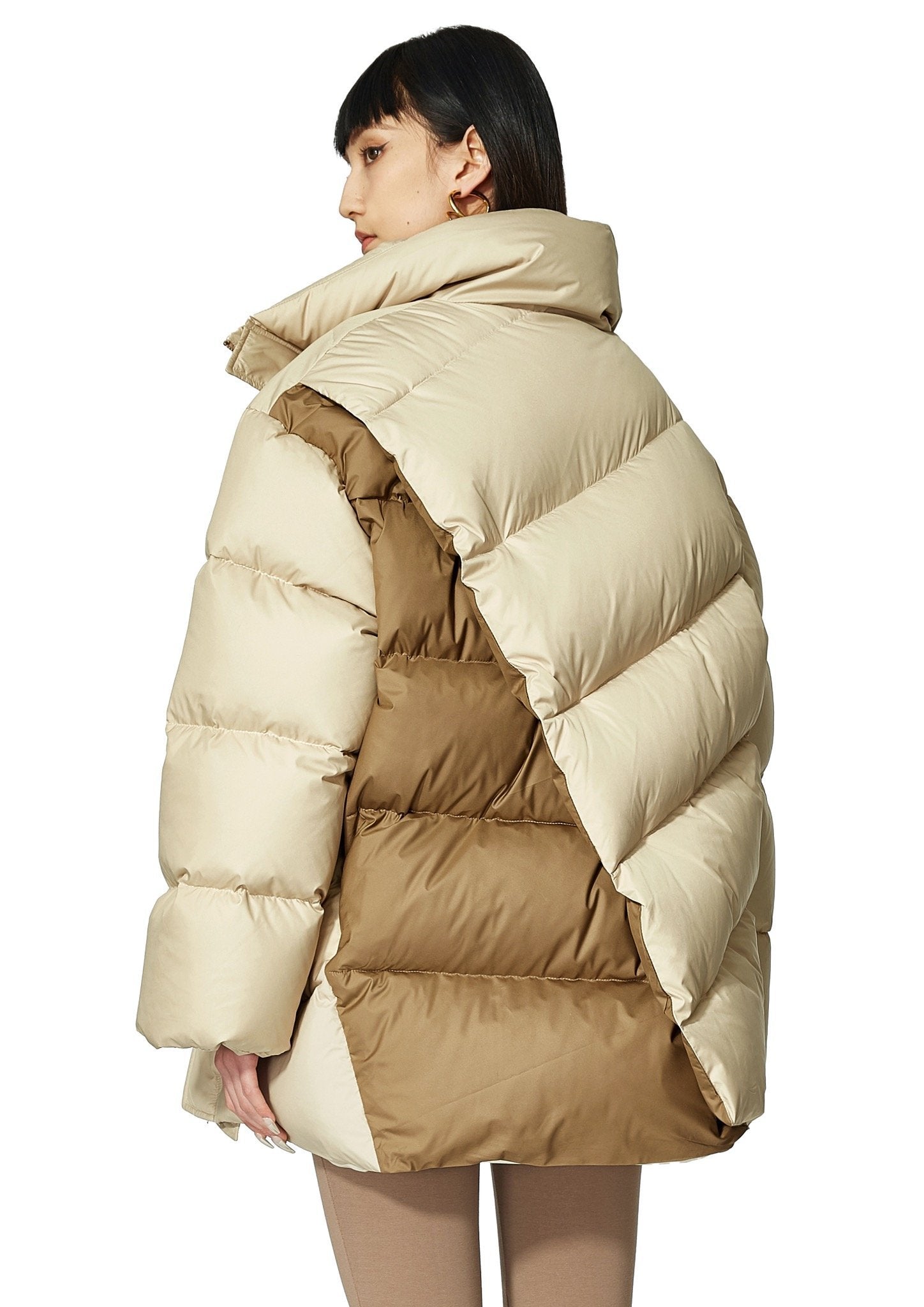 MARRKNULL Beige Dislocation Down Jacket | MADA IN CHINA