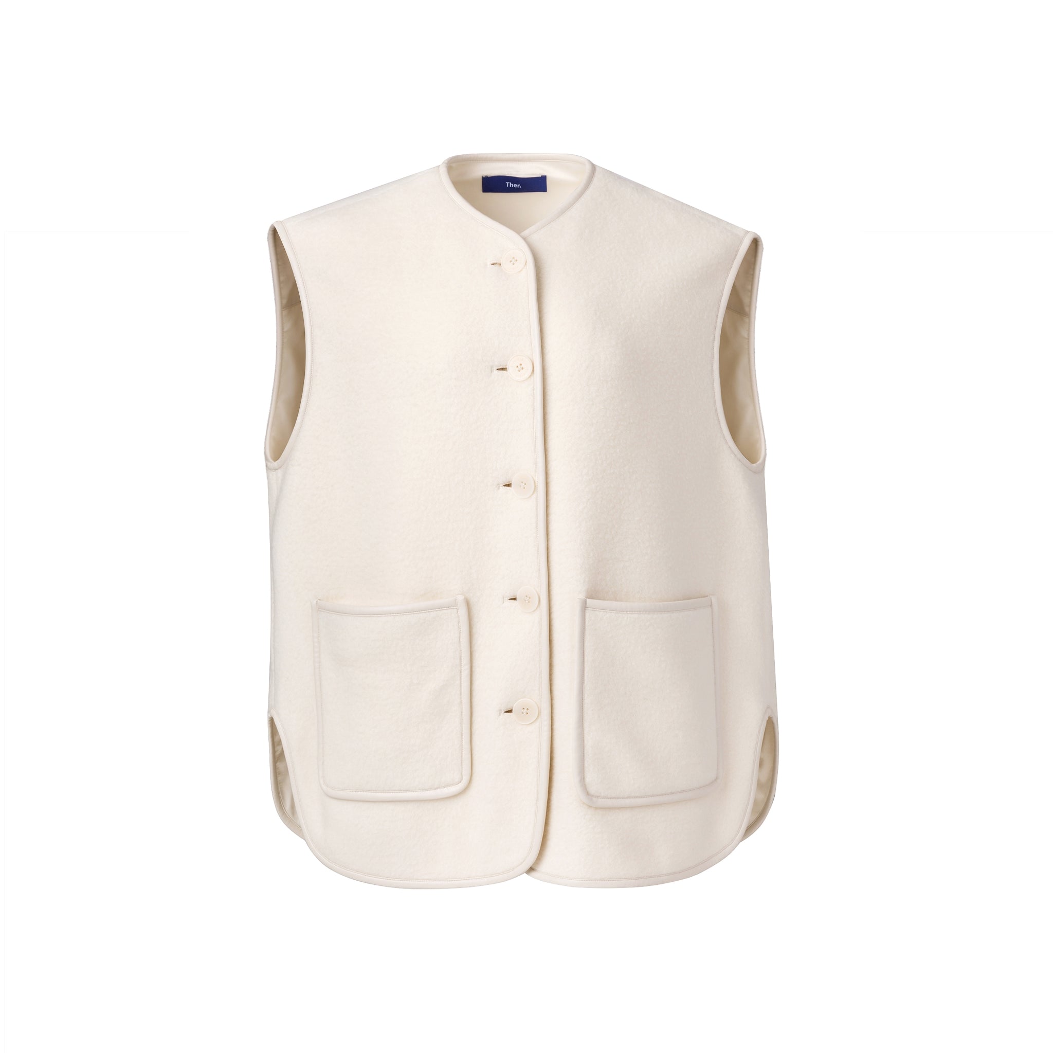 Ther. Beige Fleece gilet jacket | MADA IN CHINA