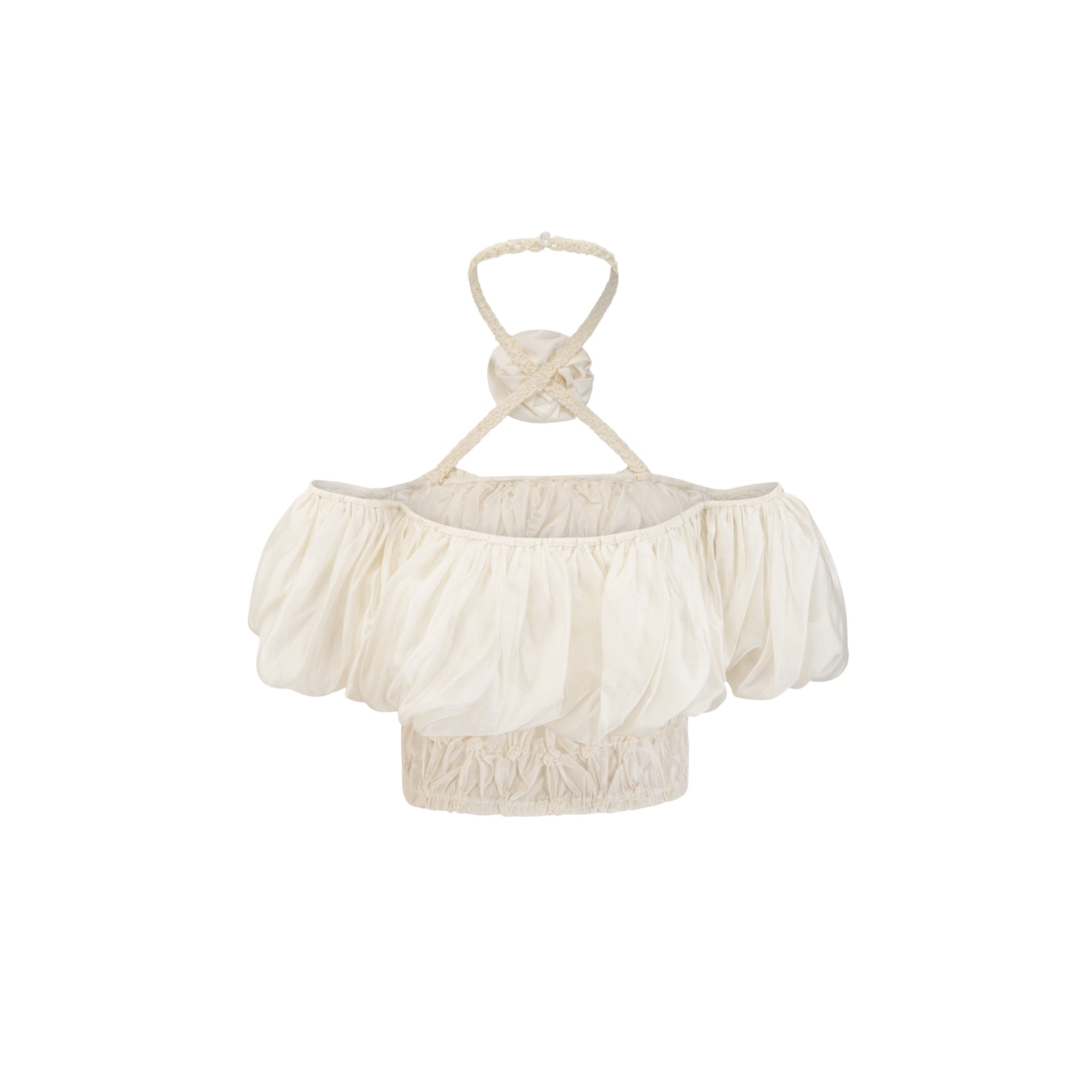 ARTE PURA Beige Floral Hanging Tube Top | MADA IN CHINA