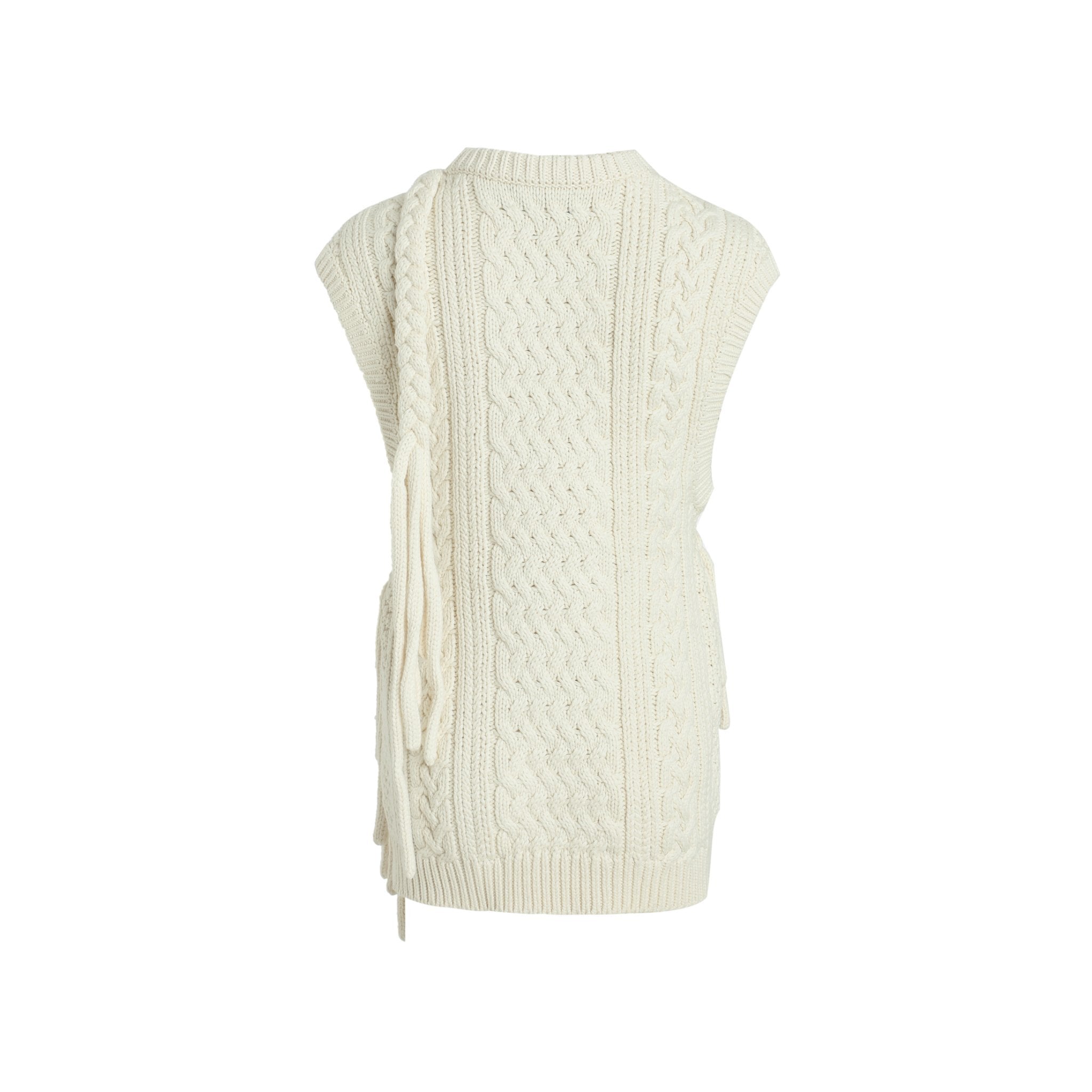 DEPLUMER Beige Knot Fringe Knitted Vest | MADA IN CHINA