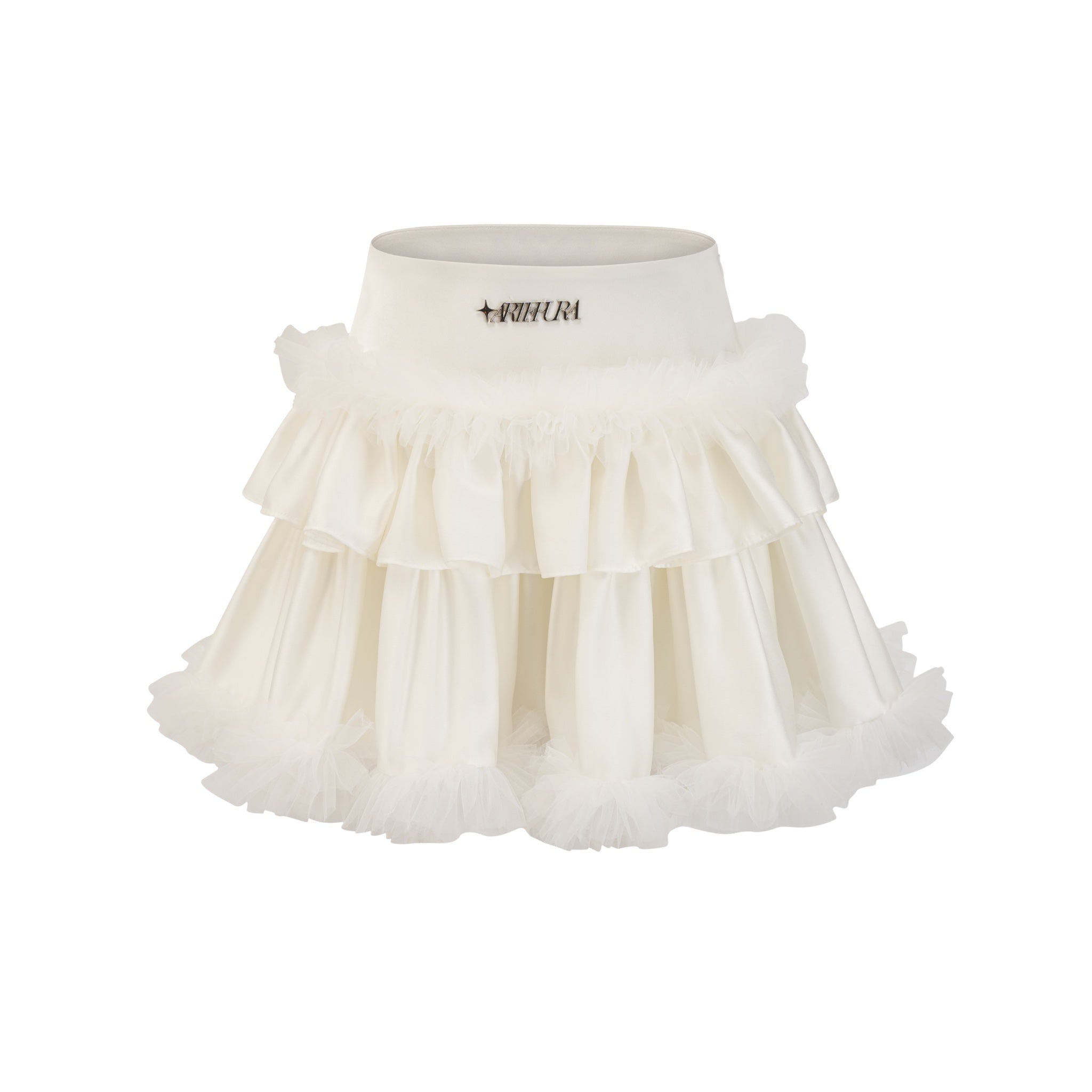 ARTE PURA Beige Pleated Short Pettiskirt In Gauze | MADA IN CHINA