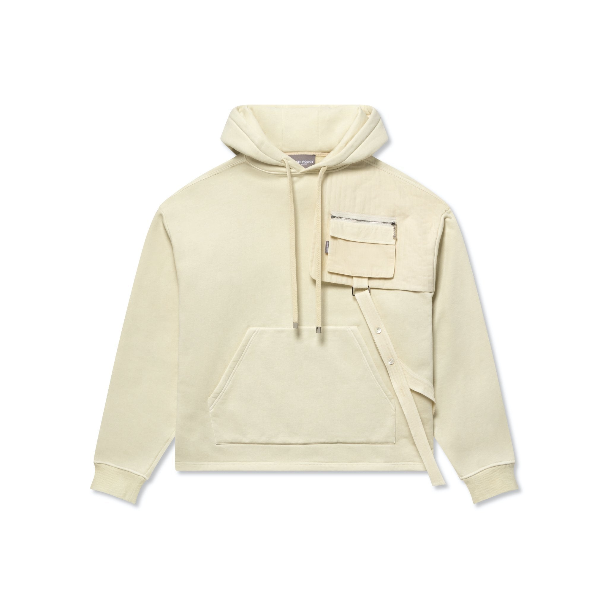 Private Policy Beige Quilted Strap Hoodie | MADA IN CHINA