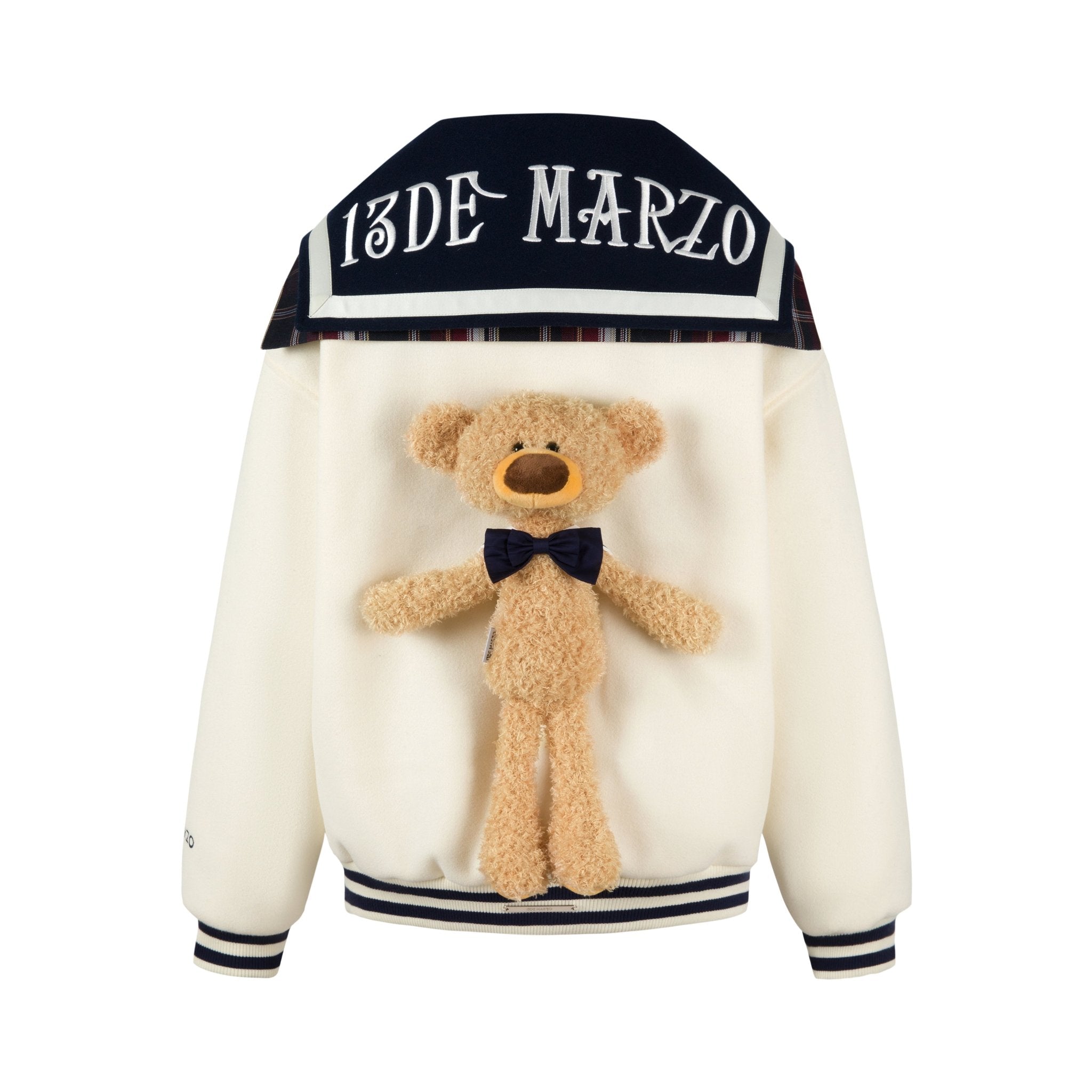 13DE MARZO Beige Sailor Collar Baseball Jacket | MADA IN CHINA